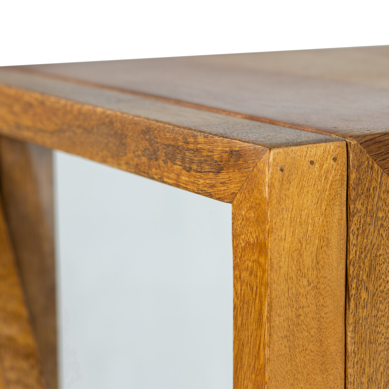 Vitrinekast Kella Mangohout en glas, 137 x 40cm - Naturel - Afbeelding 9