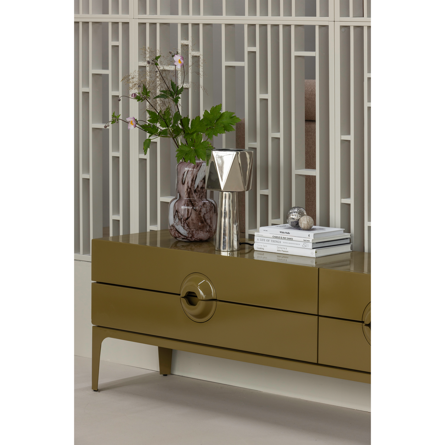 TV Meubel Merge Eucalyptushout 160 cm - Honinggeel - Afbeelding 2