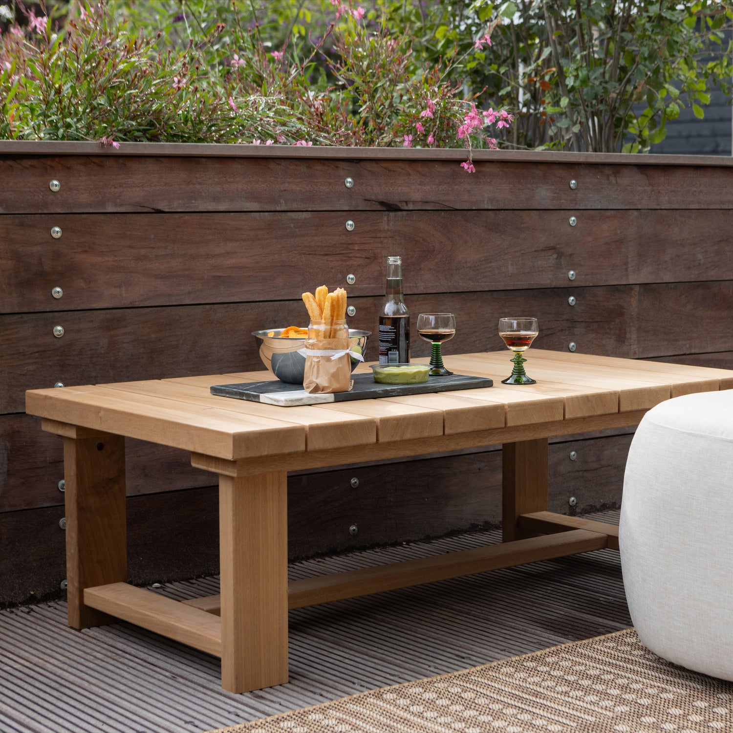 Tuin Salontafel Banco Hout, 122 x 68cm - Naturel - Afbeelding 2