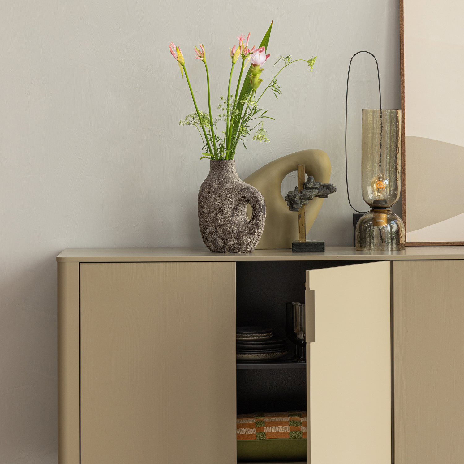Dressoir Gunnar Grenenhout, 200cm - Mud - Afbeelding 3