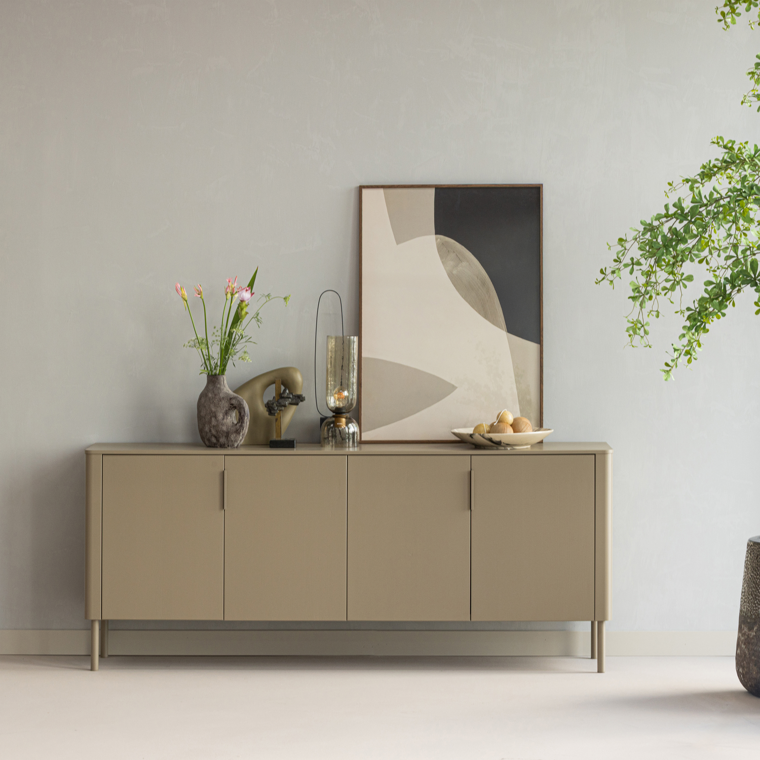 Dressoir Gunnar Grenenhout, 200cm - Mud - Afbeelding 2