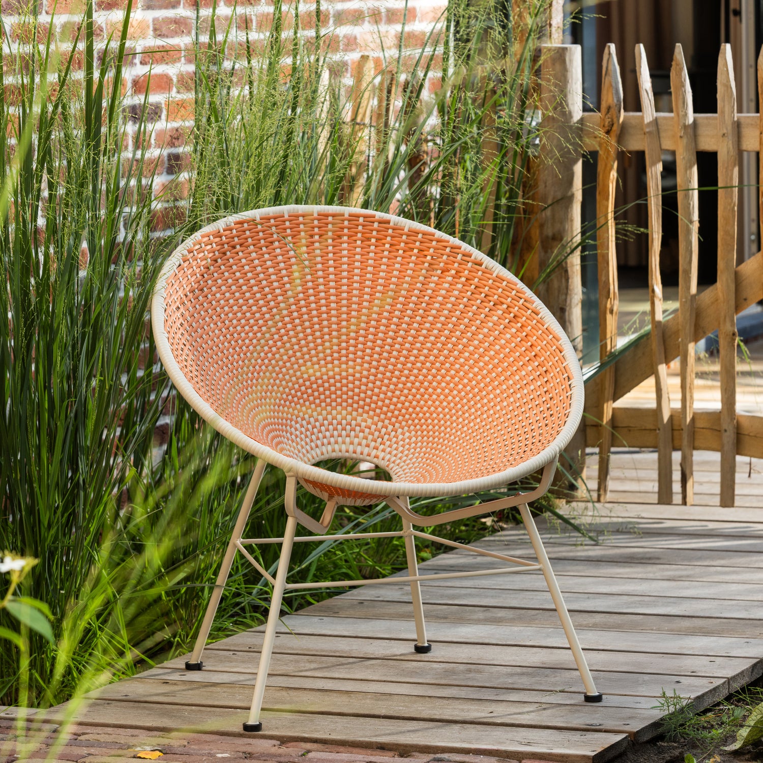 Tuin Loungestoel Kazoun Wicker - Oranje - Afbeelding 4