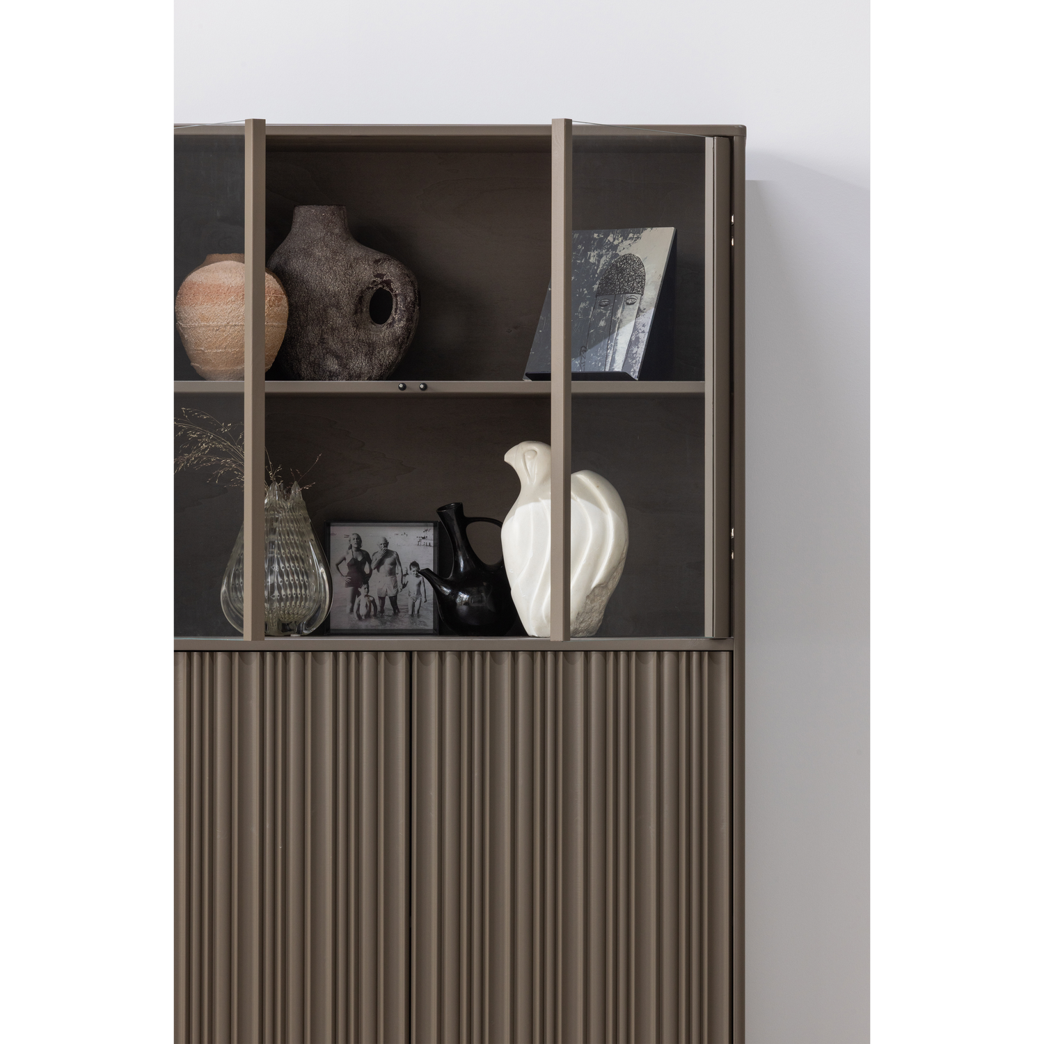 Vitrinekast Nova Grenenhout, 172 x 102cm, kleur Truffel Bruin - Afbeelding 3