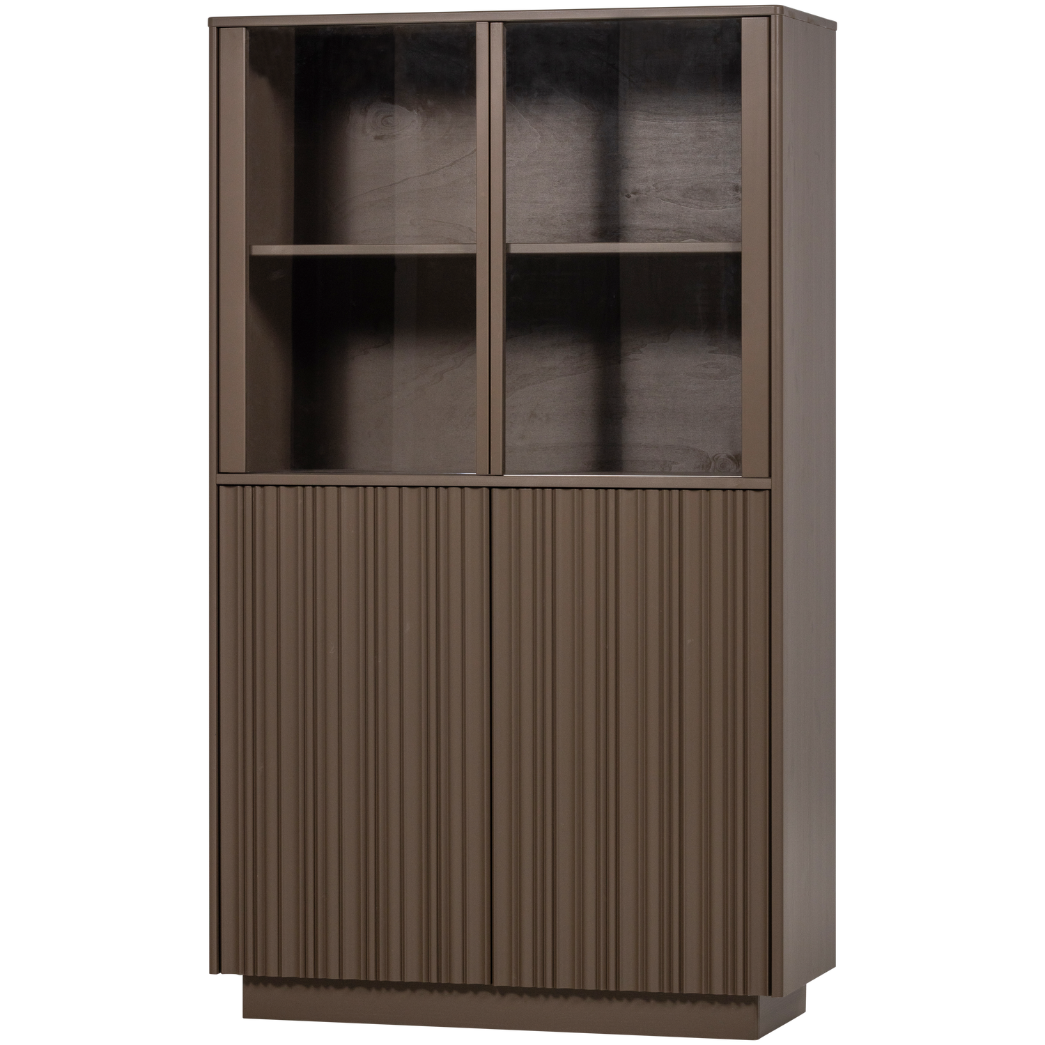Vitrinekast Nova Grenenhout, 172 x 102cm, kleur Truffel Bruin