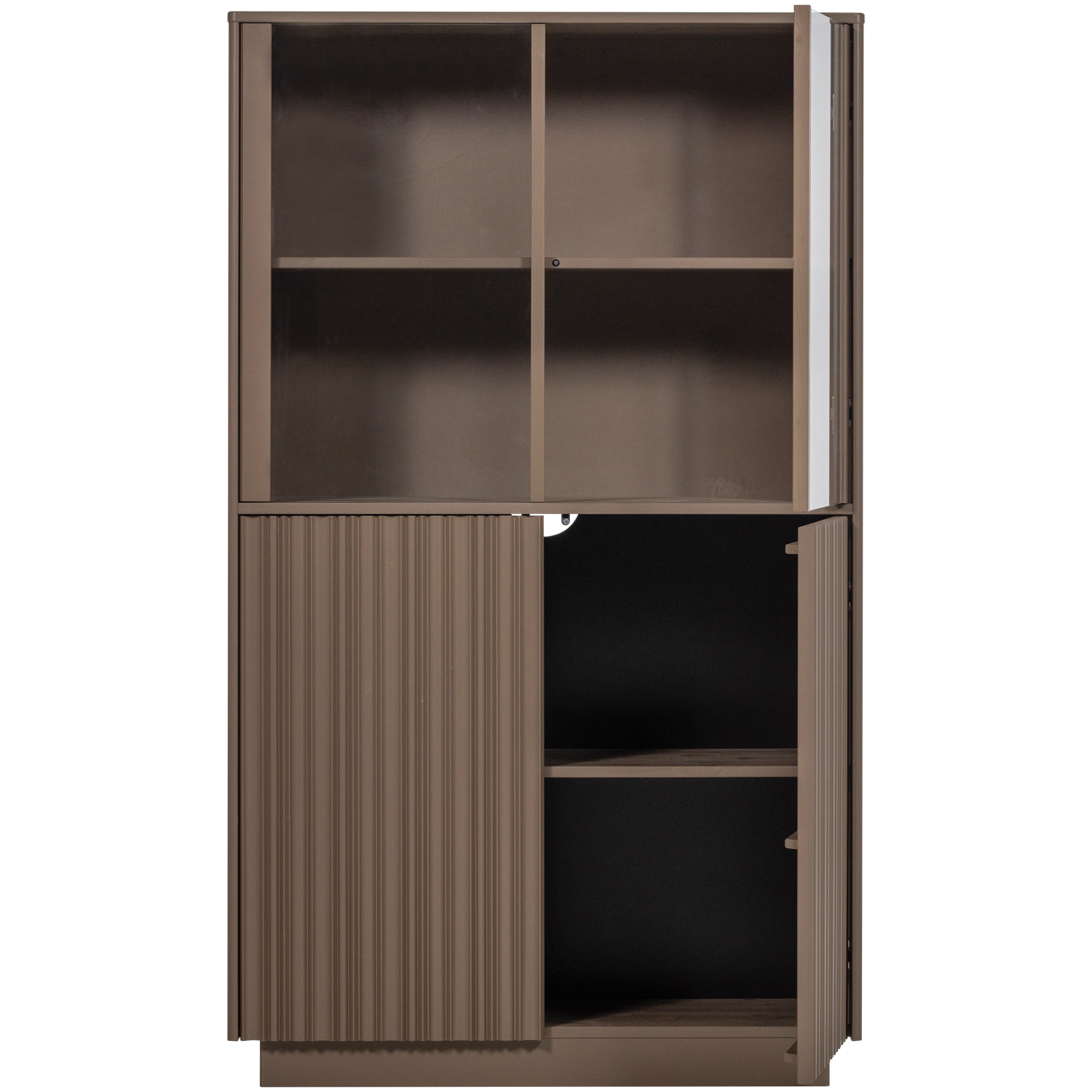 Vitrinekast Nova Grenenhout, 172 x 102cm, kleur Truffel Bruin - Afbeelding 7