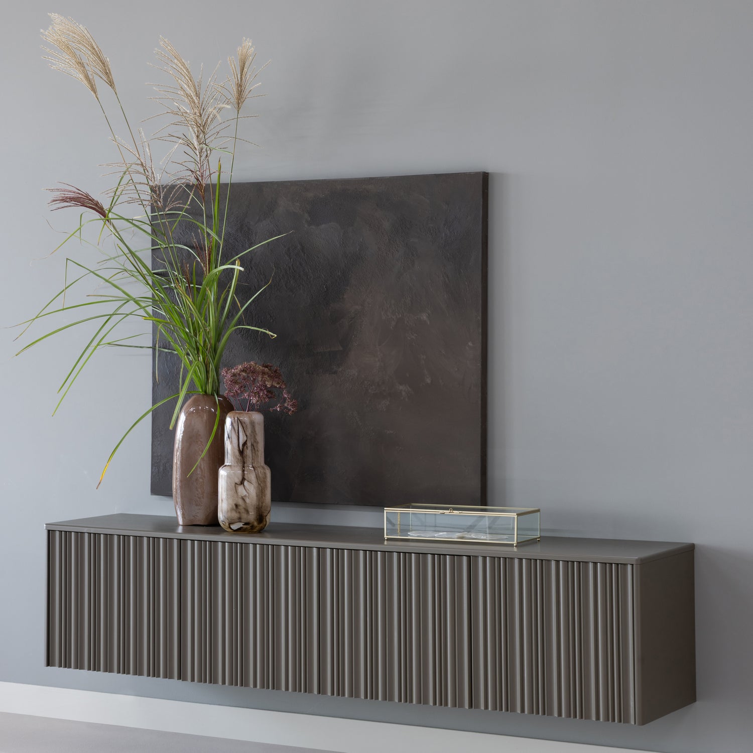 TV-meubel Nova Grenenhout, 200cm, kleur Truffel Bruin - Afbeelding 2
