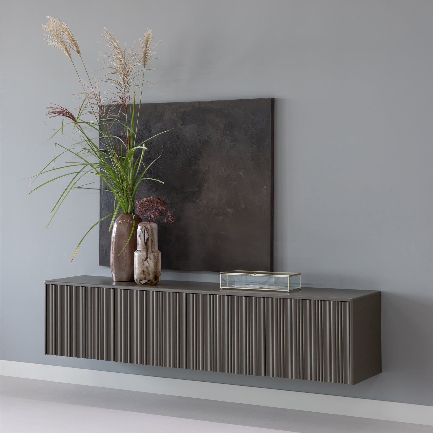 TV-meubel Nova Grenenhout, 200cm, kleur Truffel Bruin - Afbeelding 3