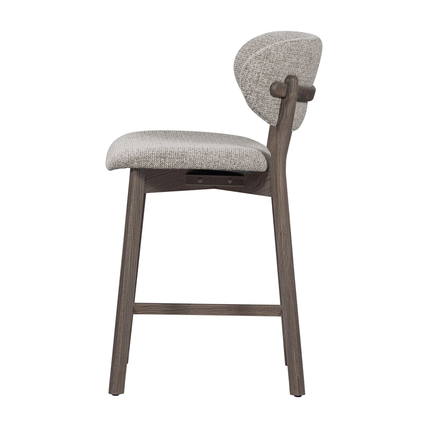 Barkruk Udar Geweven melange stof en eikenhout - Bruin (zithoogte 65cm) - Afbeelding 4
