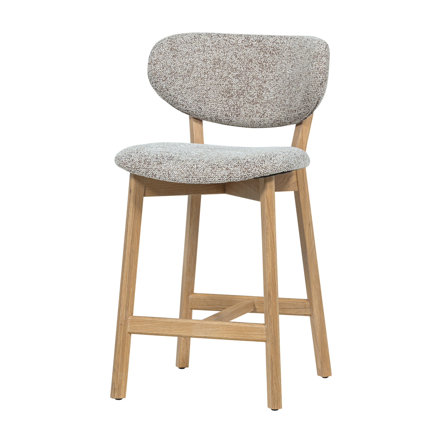 Barkruk Udar Geweven melange stof en eikenhout - Naturel (zithoogte 65cm)