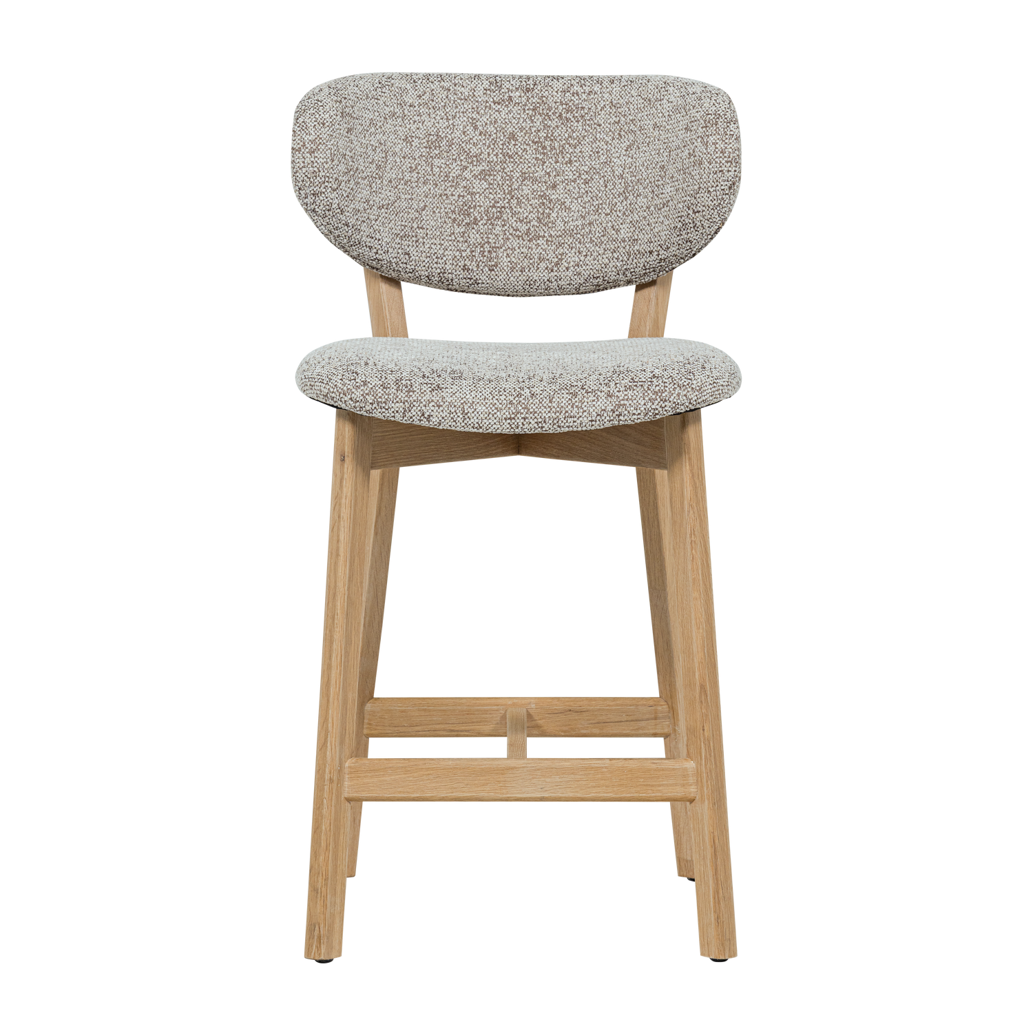 Barkruk Udar Geweven melange stof en eikenhout - Naturel (zithoogte 65cm) - Afbeelding 4