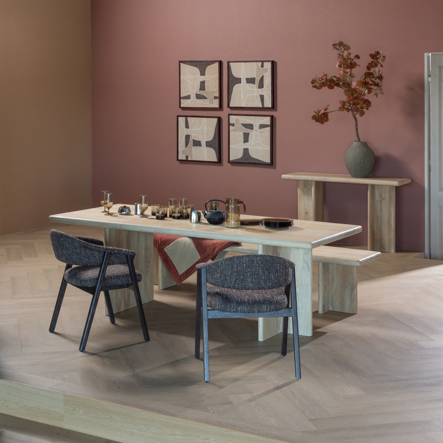 Eettafel Ato Mangohout 220x90 cm - Naturel - Afbeelding 3
