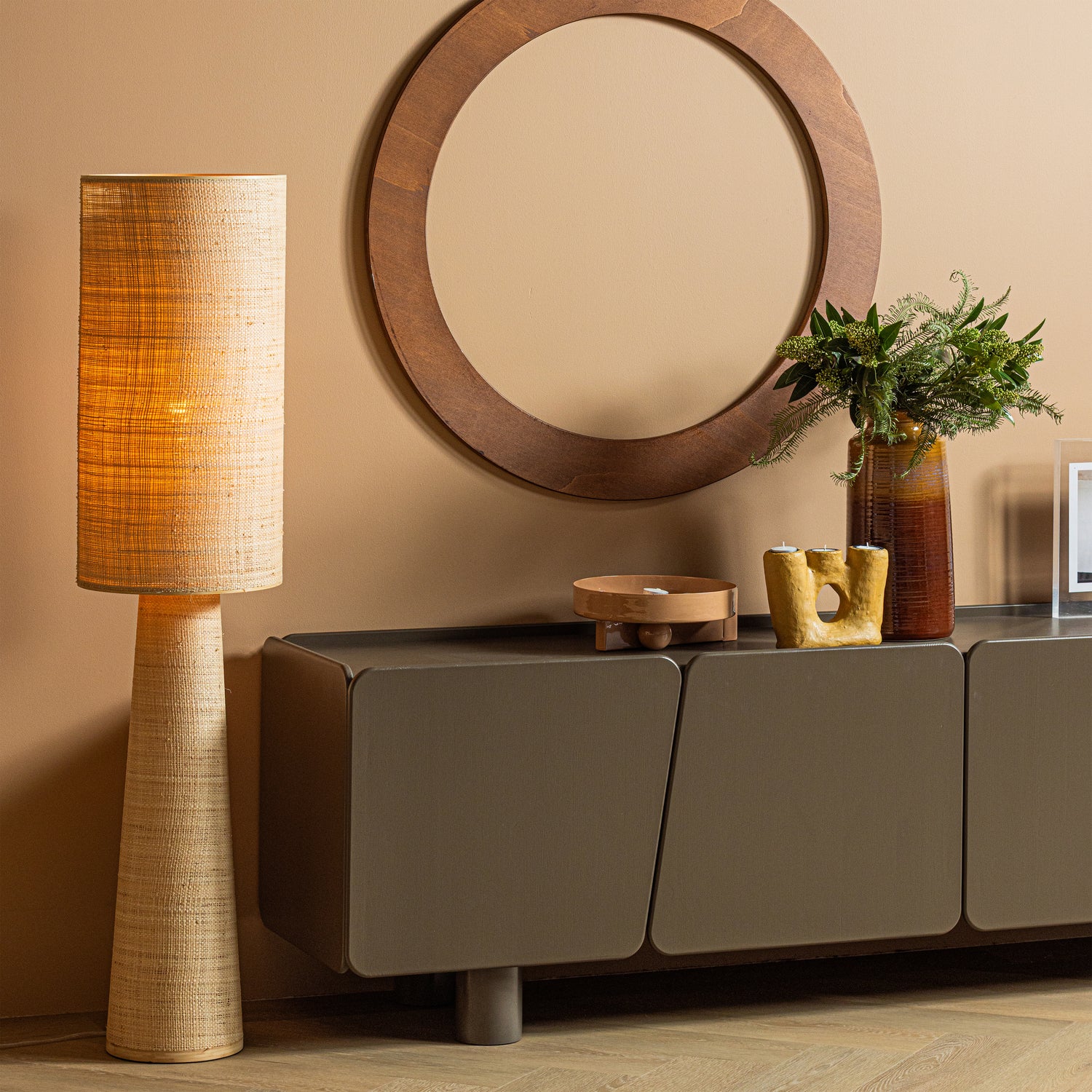 Vloerlamp Syro Raffia, 130cm - Naturel - Afbeelding 3
