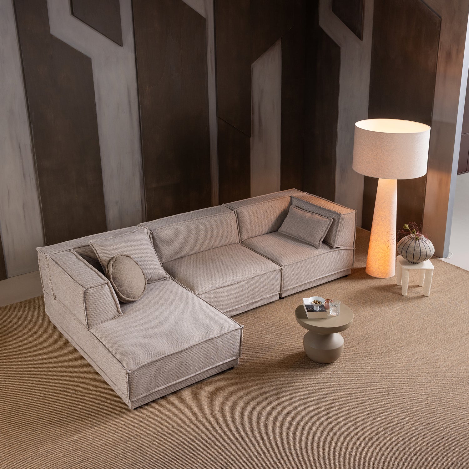 Vloerlamp Loft Bouclé, 160cm, kleur Naturel - Afbeelding 2