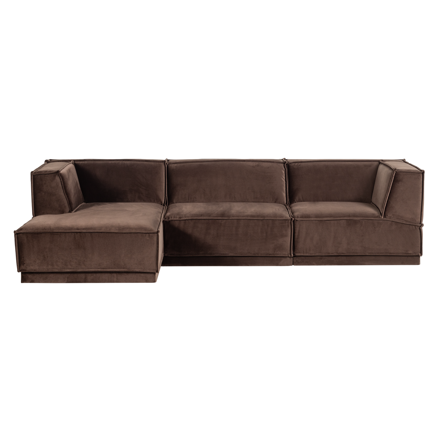 Loungebank Manu 286cm, Velvet, kleur Bruin (Links) - Afbeelding 4