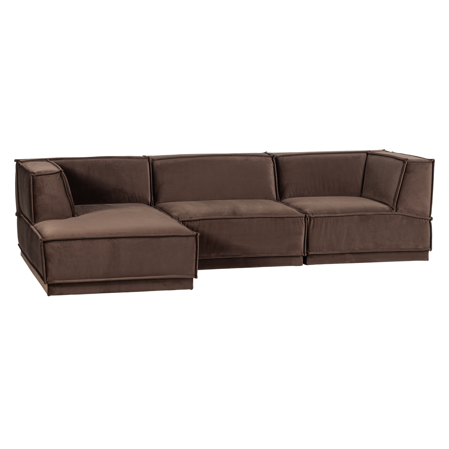 Loungebank Manu 286cm, Velvet, kleur Bruin (Links) - Afbeelding 5
