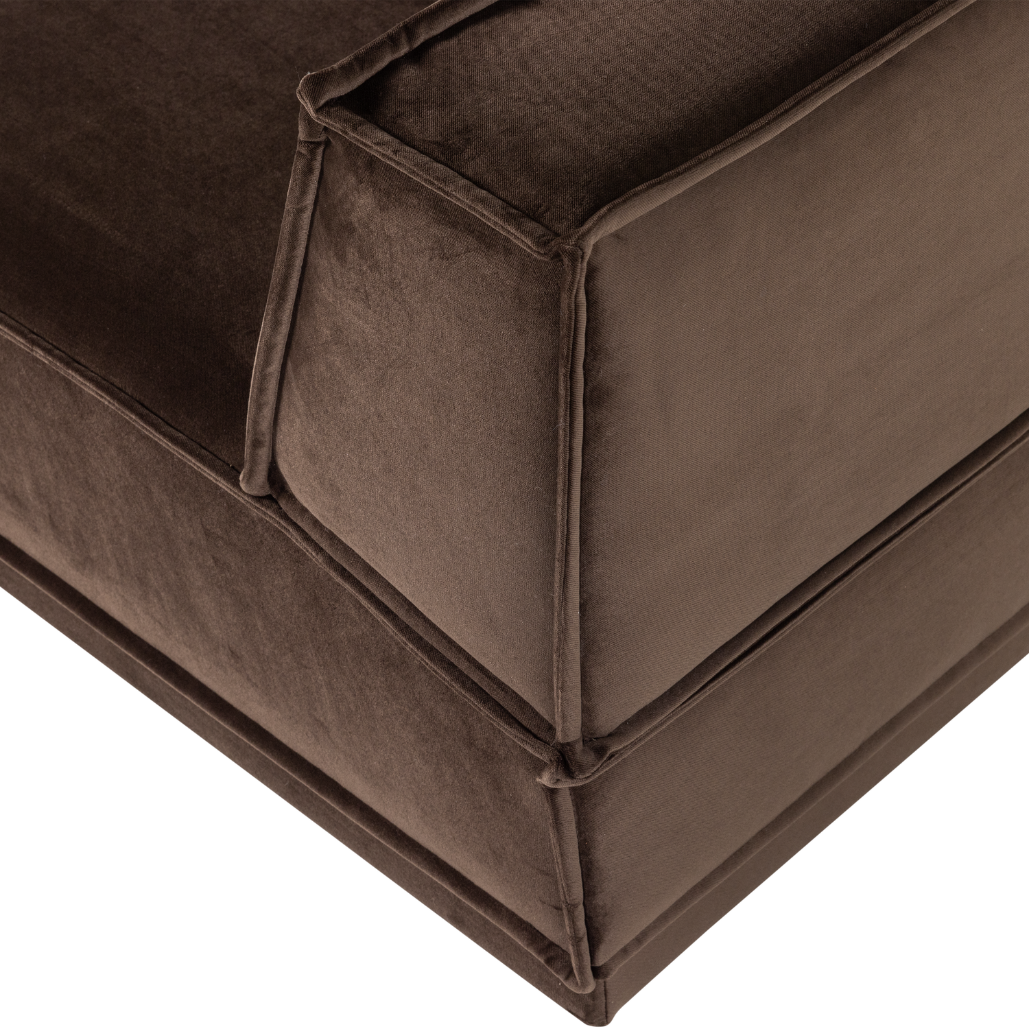 Loungebank Manu 286cm, Velvet, kleur Bruin (Links) - Afbeelding 7