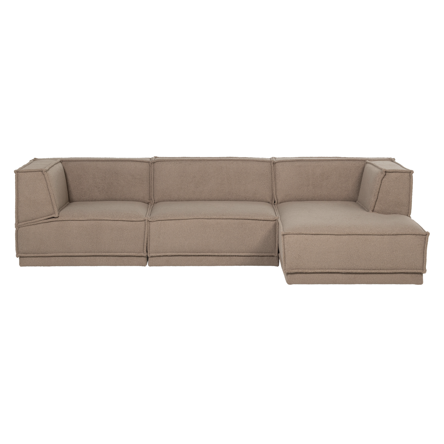 Loungebank Manu 286cm, Teddy, kleur Taupe (Rechts) - Afbeelding 2