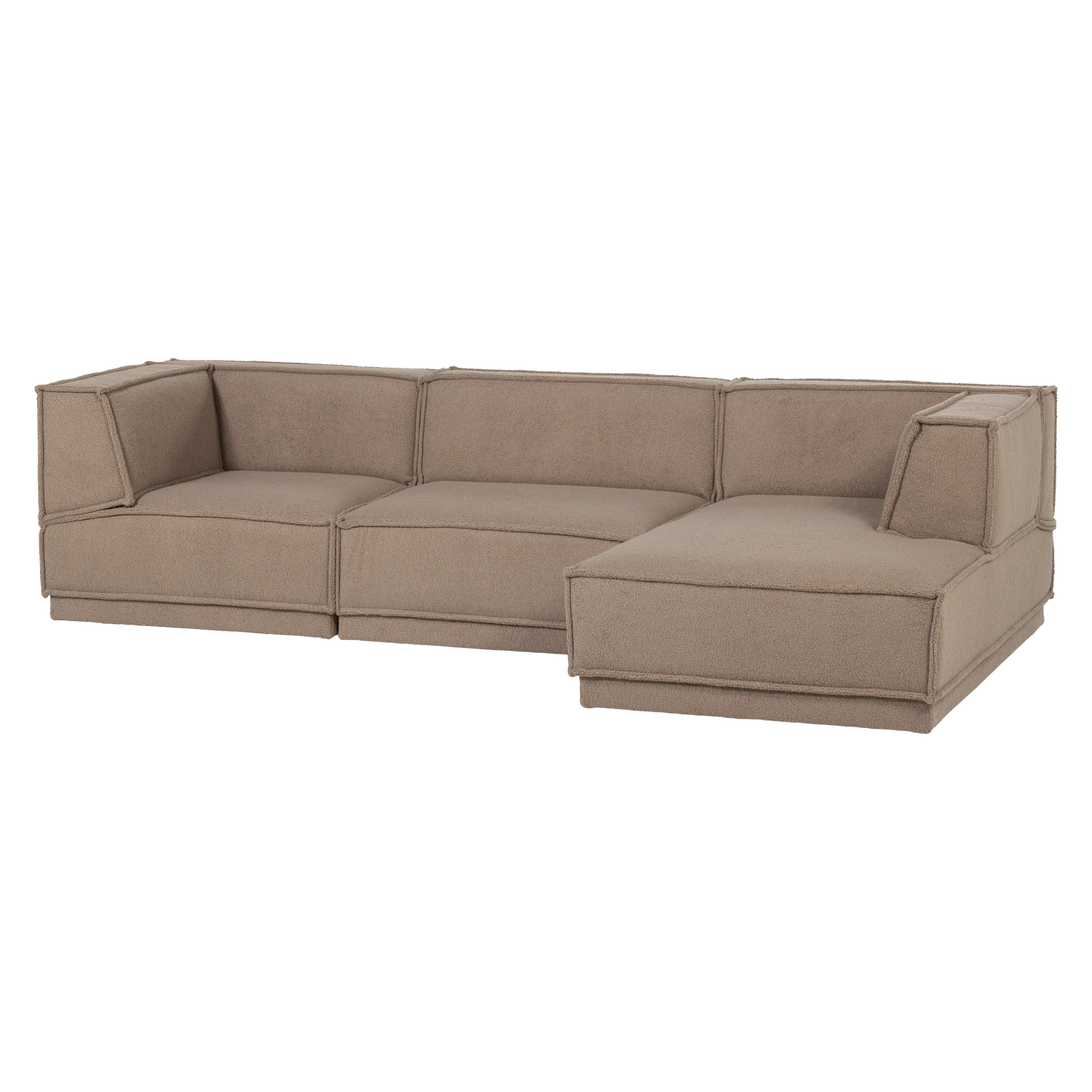 Loungebank Manu 286cm, Teddy, kleur Taupe (Rechts)