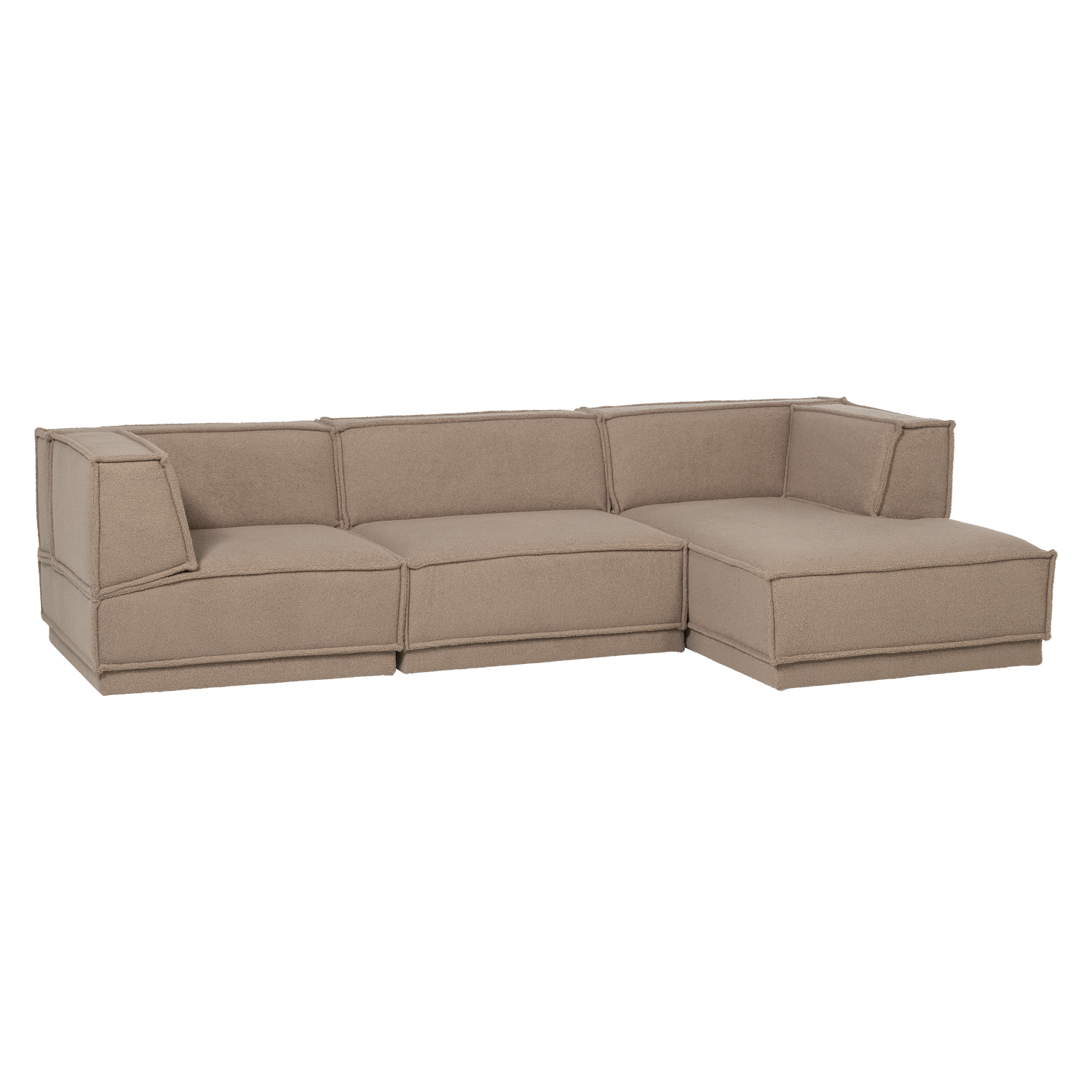 Loungebank Manu 286cm, Teddy, kleur Taupe (Rechts) - Afbeelding 3