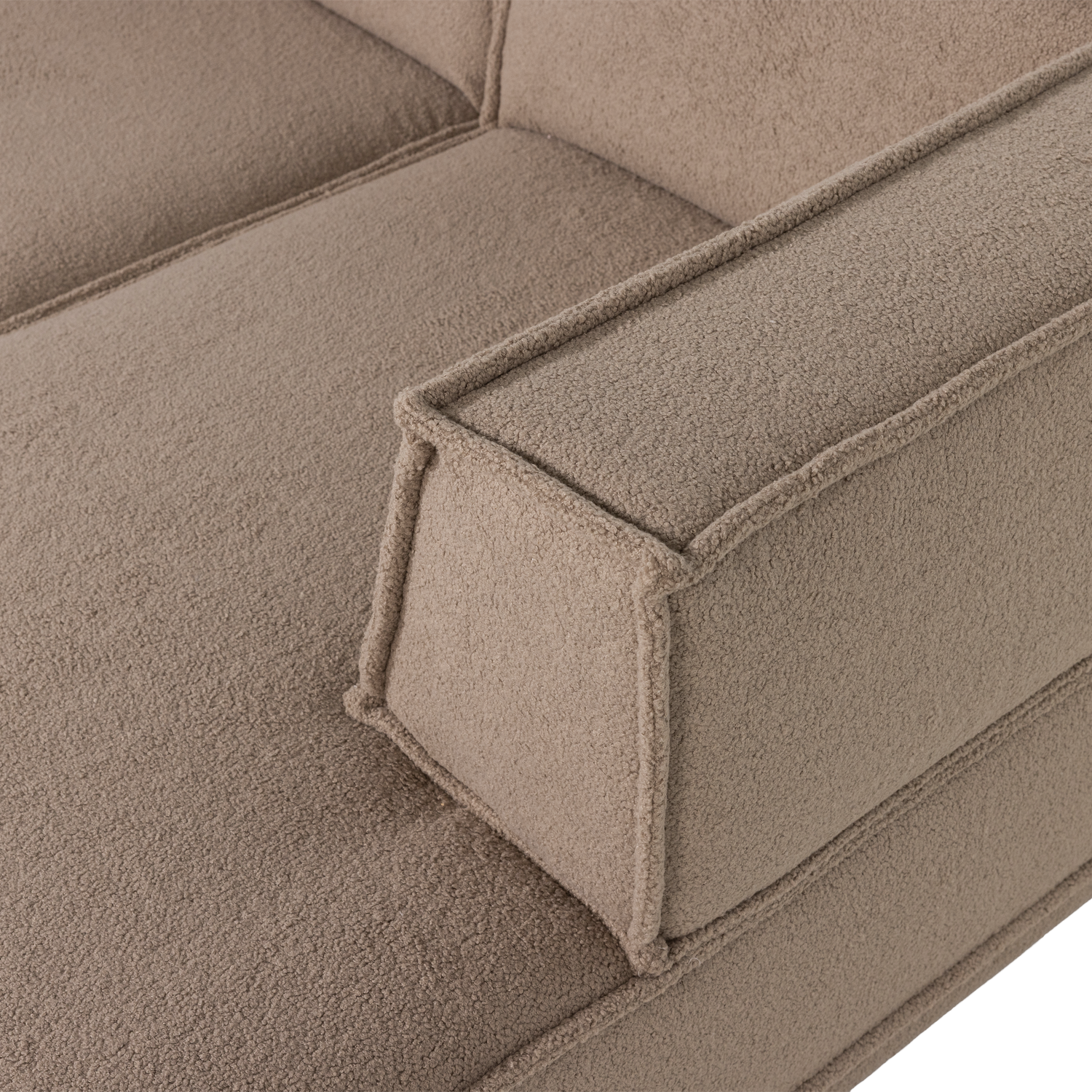 Loungebank Manu 286cm, Teddy, kleur Taupe (Rechts) - Afbeelding 5