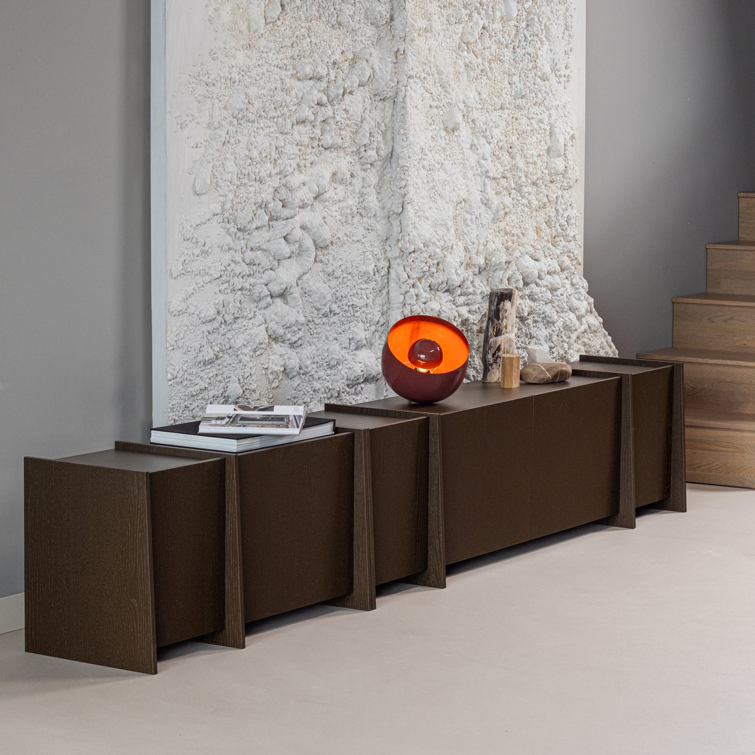 TV Meubel Brock Essen Fineer 200 cm - Middenbruin - Afbeelding 2