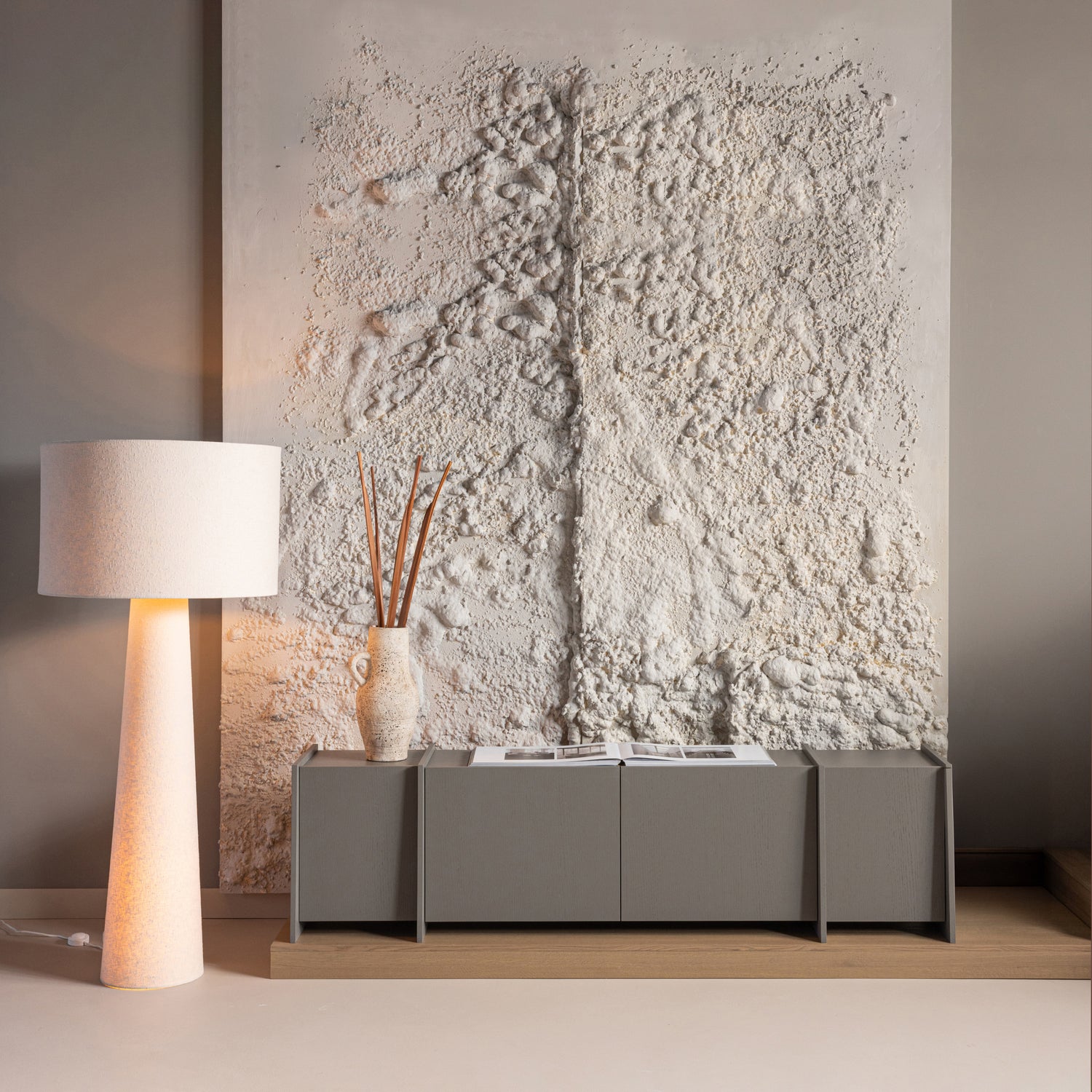 TV Meubel Brock Essen Fineer 200 cm - Warmgrijs - Afbeelding 3