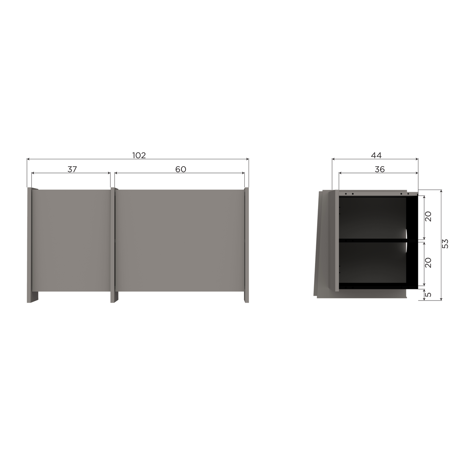 TV Meubel Brock Essen Fineer 102 cm - Warmgrijs - Afbeelding 8
