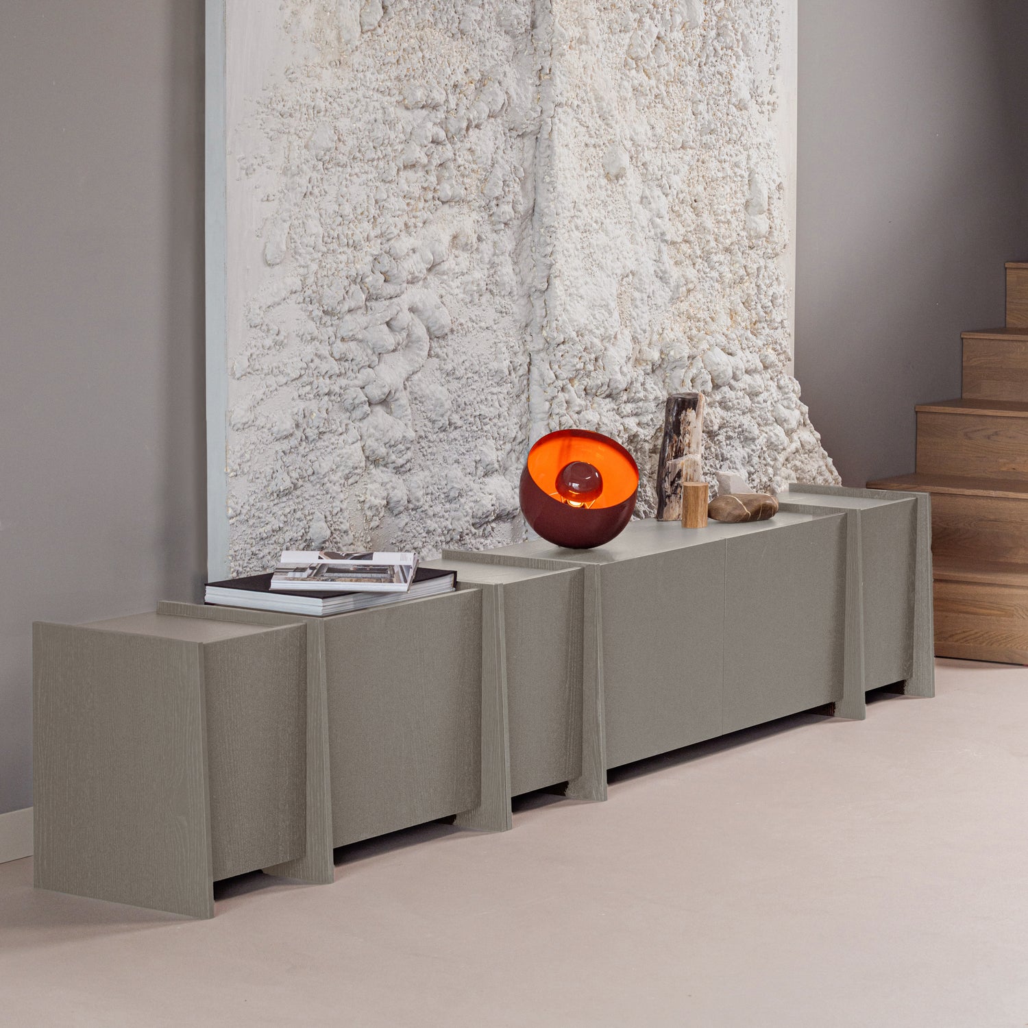 TV Meubel Brock Essen Fineer 102 cm - Warmgrijs - Afbeelding 2