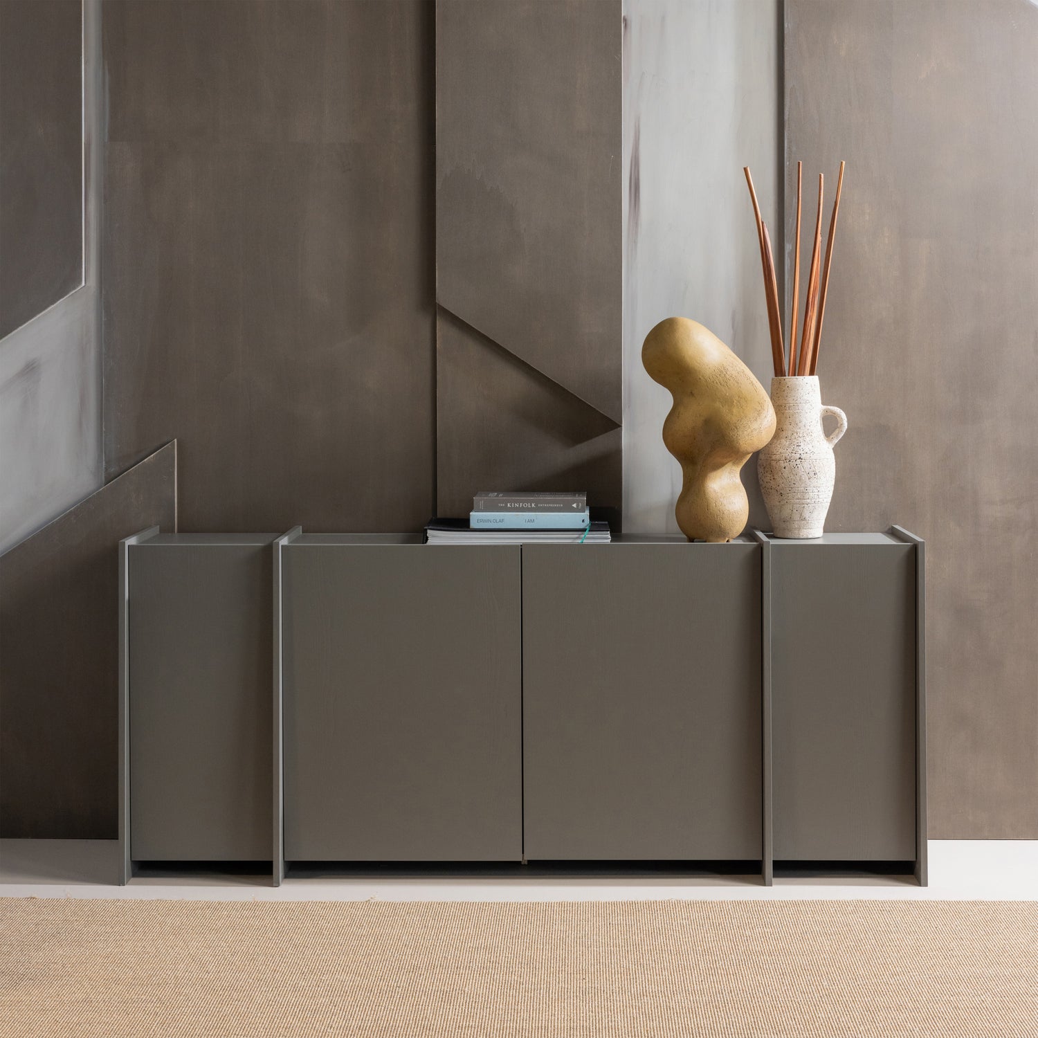 Dressoir Brock Essen Fineer 200 cm - Warmgrijs - Afbeelding 3