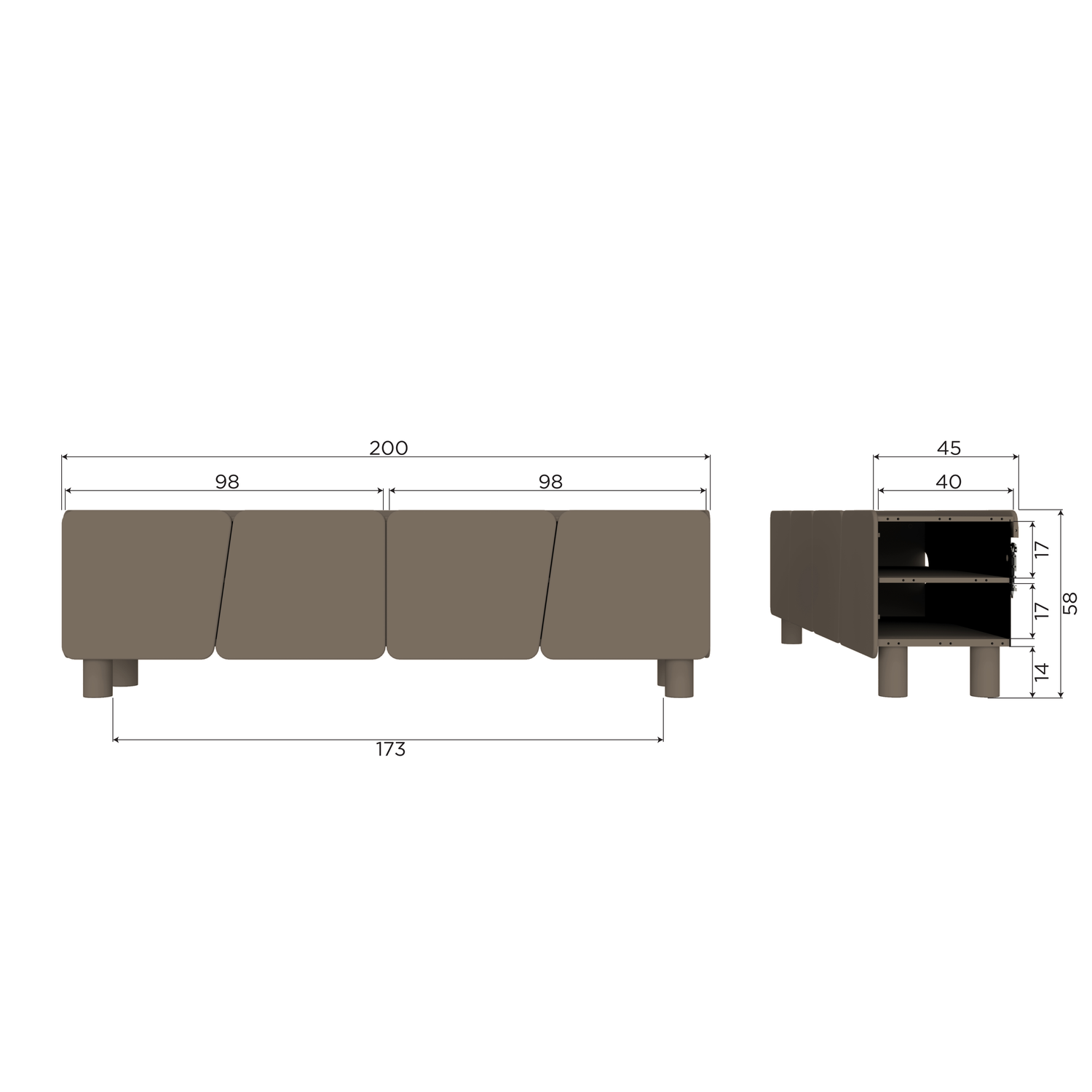 TV Meubel Root Grenen Truffel 200 cm - Bruin - Afbeelding 7