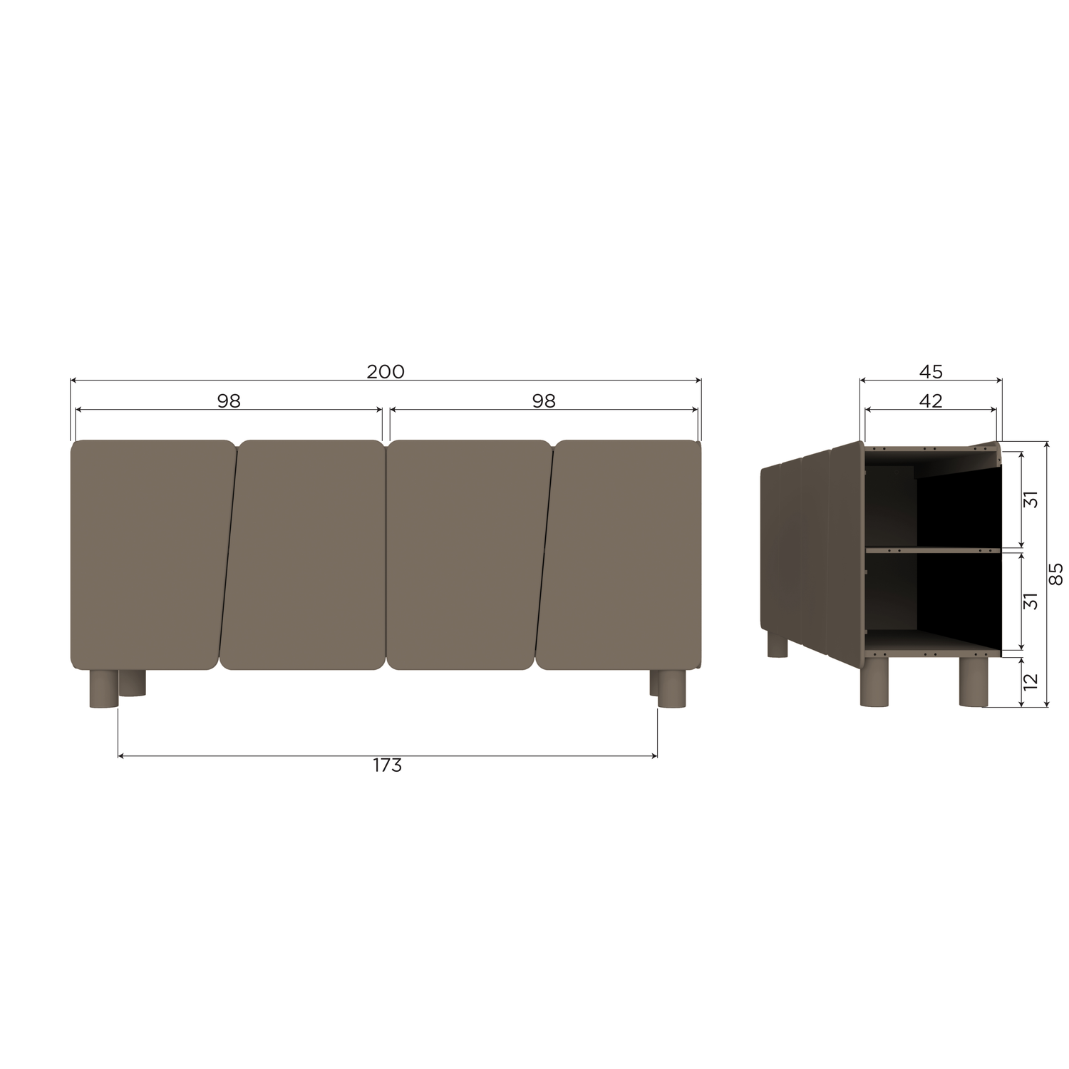 Dressoir Root Grenen Truffel 200 cm - Bruin - Afbeelding 7
