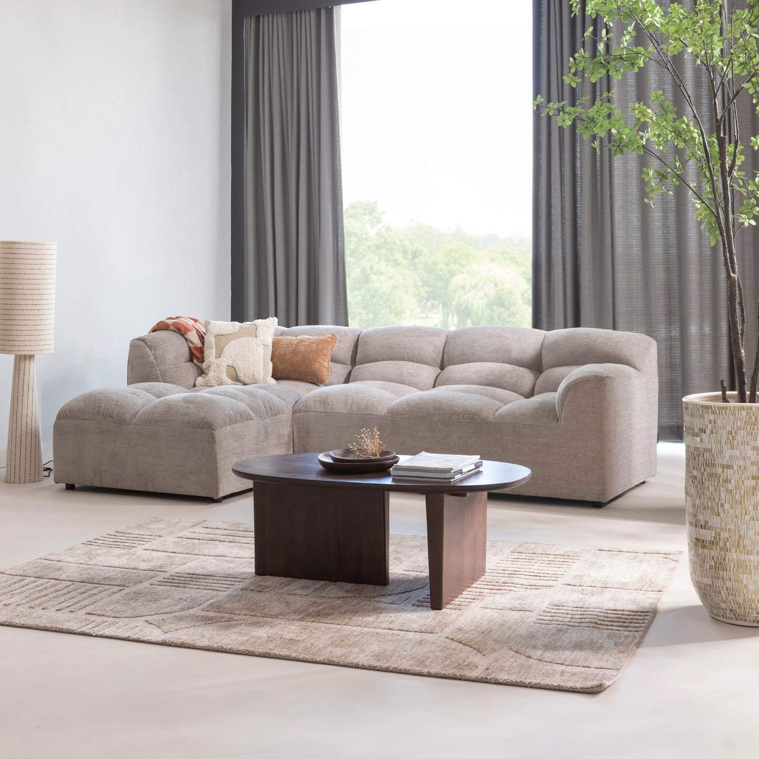 Ovale Salontafel Seam Mangohout, 110 x 60cm, kleur Walnoot - Afbeelding 2