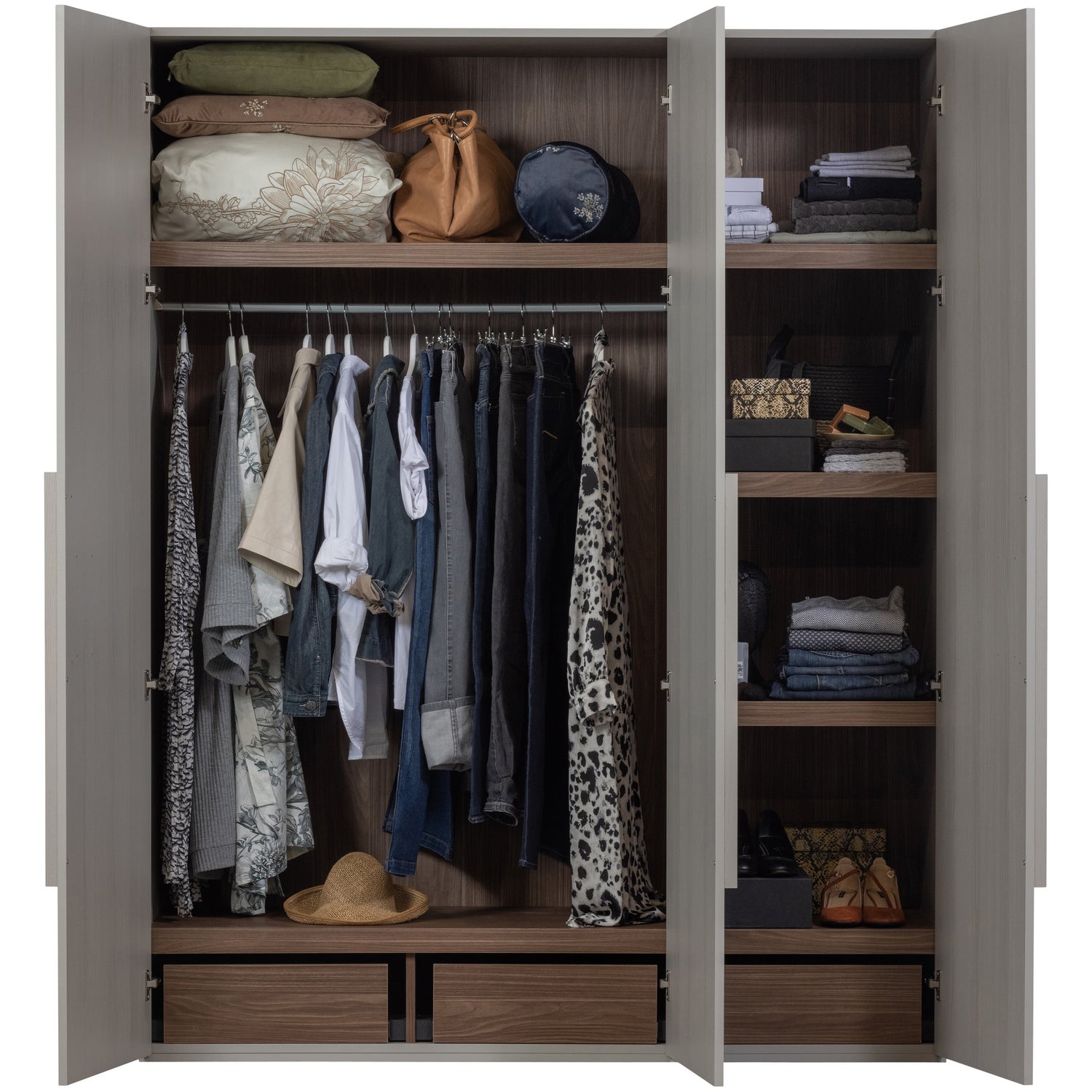 Kledingkast Rens kleur Pebble Grey - 3 deurs - Afbeelding 15
