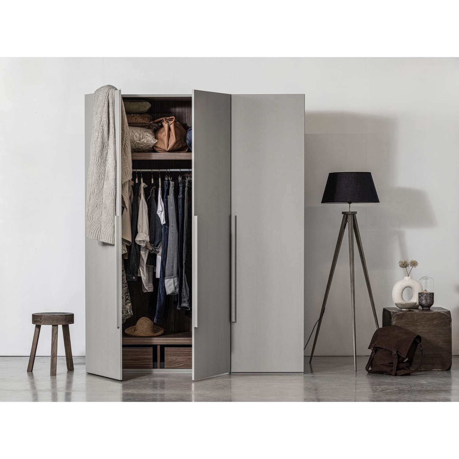 Kledingkast Rens kleur Pebble Grey - 3 deurs - Afbeelding 12