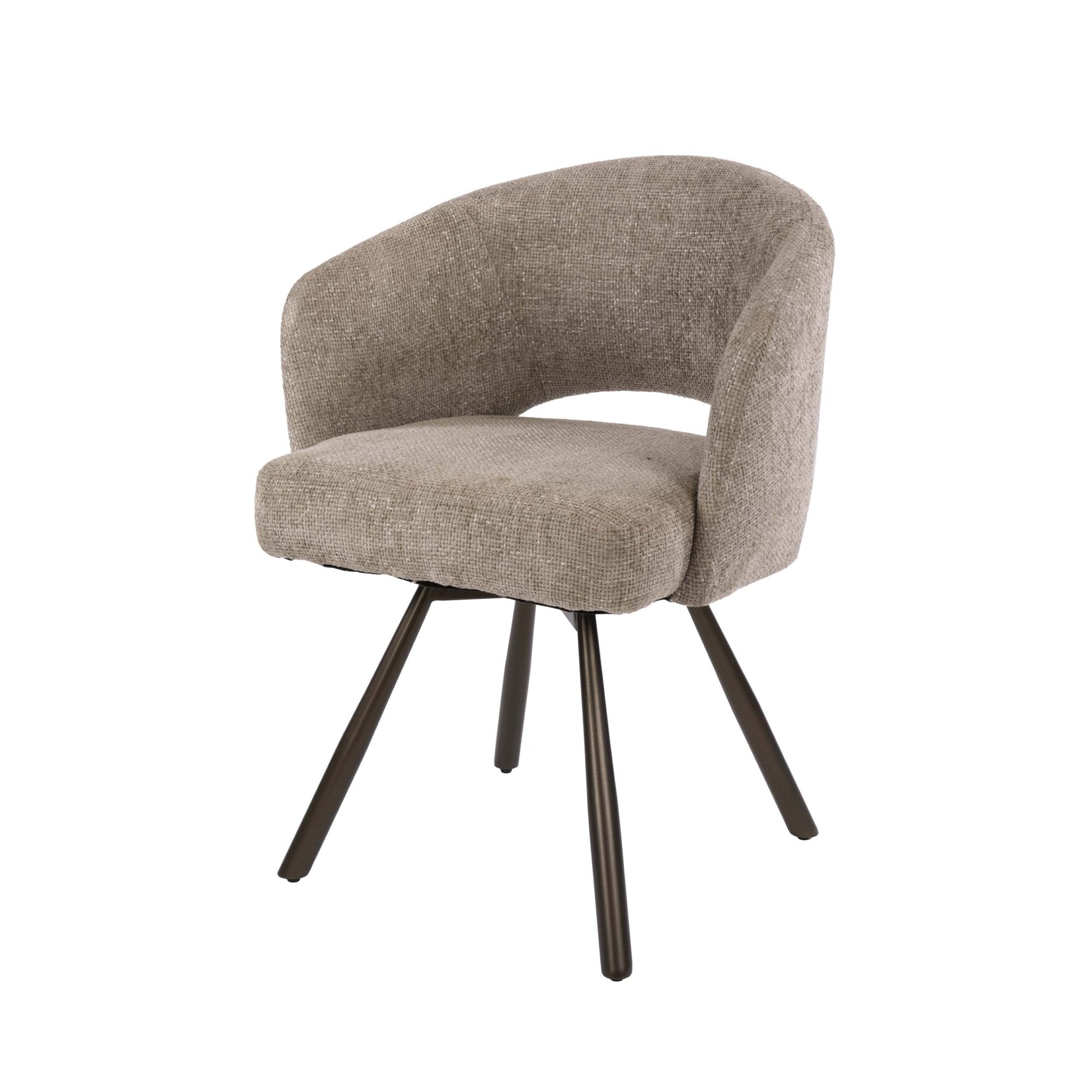 Draaibare Eetkamerstoel Salon Cross Cargo stof, kleur Zand/Bruin - Afbeelding 4