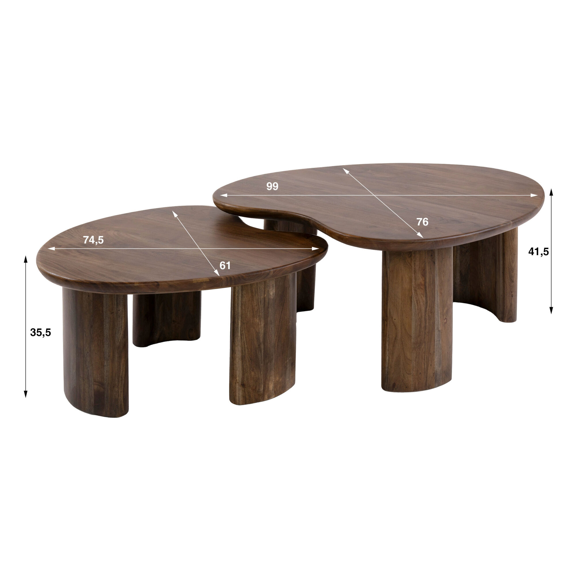 Organische Salontafel Central Acaciahout, Set van 2 stuks - Afbeelding 5