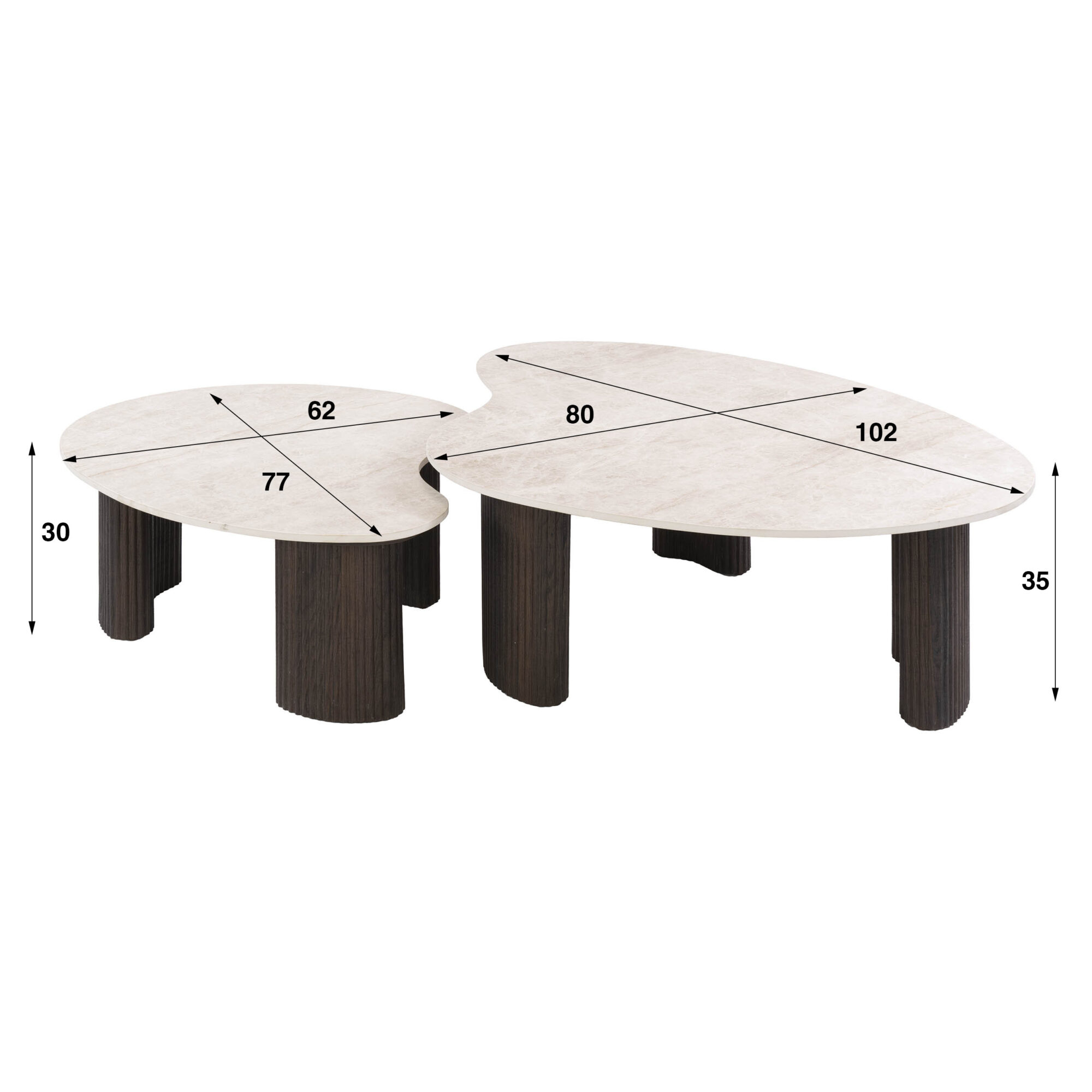 Organische Salontafel Cerano Keramiek in Taj Mahal-look, Set van 2 stuks - Afbeelding 6