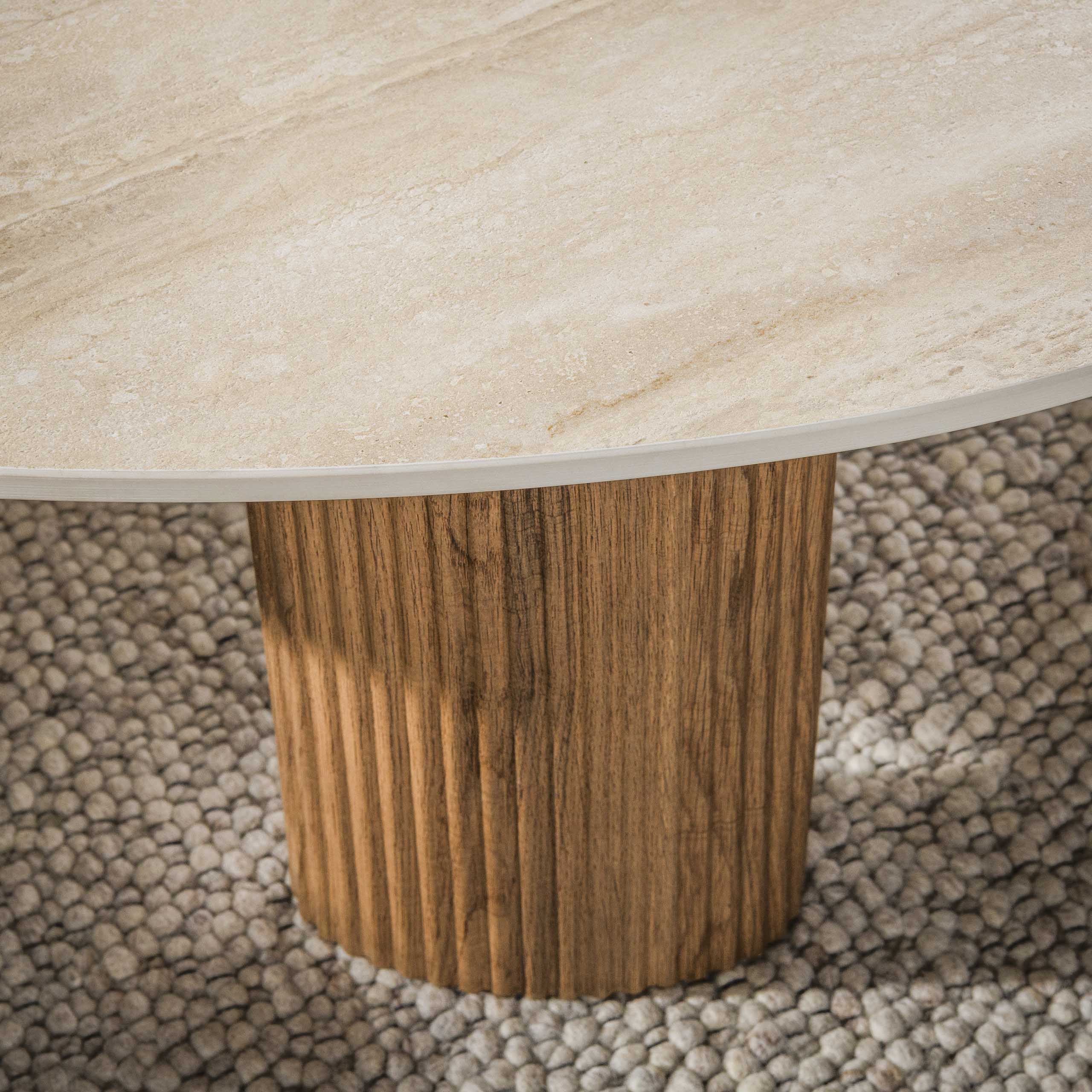 Organische Salontafel Cerano Keramiek in Travertinlook, Set van 2 stuks - Afbeelding 3