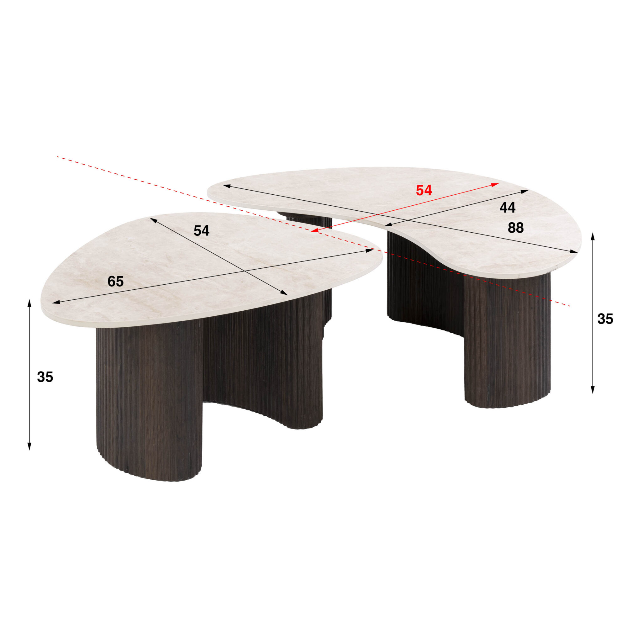 Organische Salontafel One Keramiek in Taj Mahal-look, Set van 2 stuks - Afbeelding 6