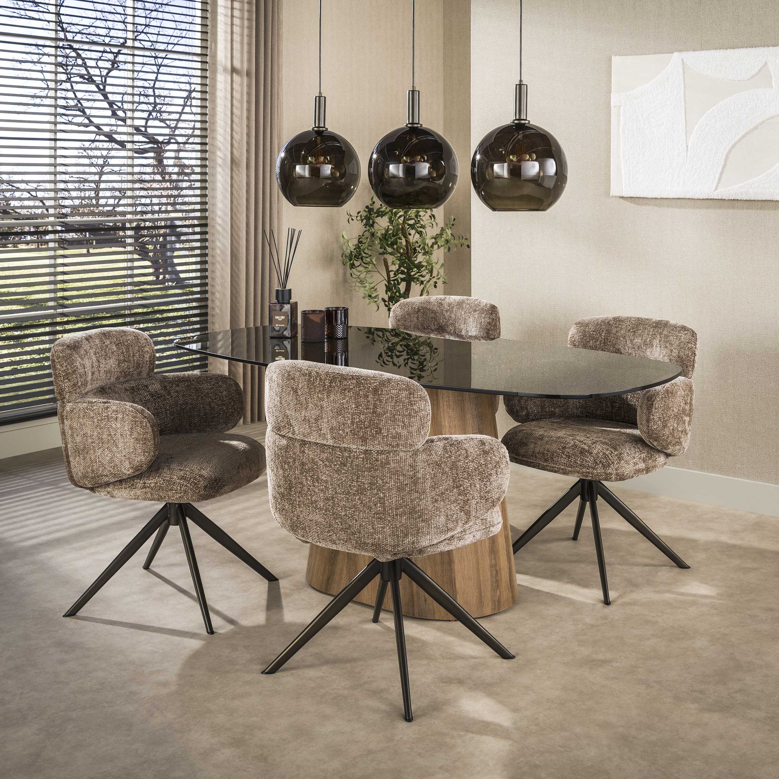 Deens Ovale Eettafel Tinto Brons glas, 180 x 90cm - Afbeelding 3