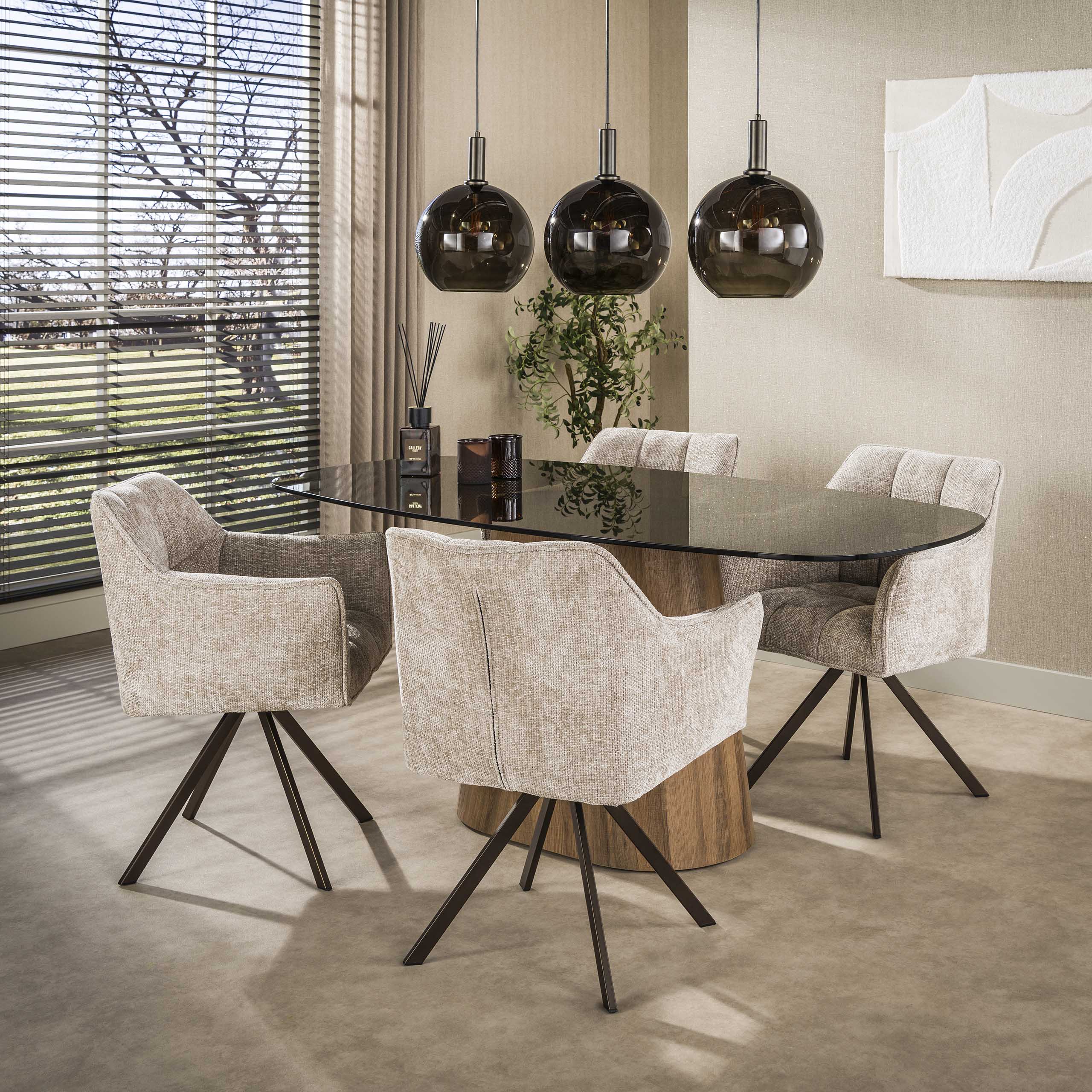 Deens Ovale Eettafel Tinto Brons glas, 215 x 105cm - Afbeelding 4