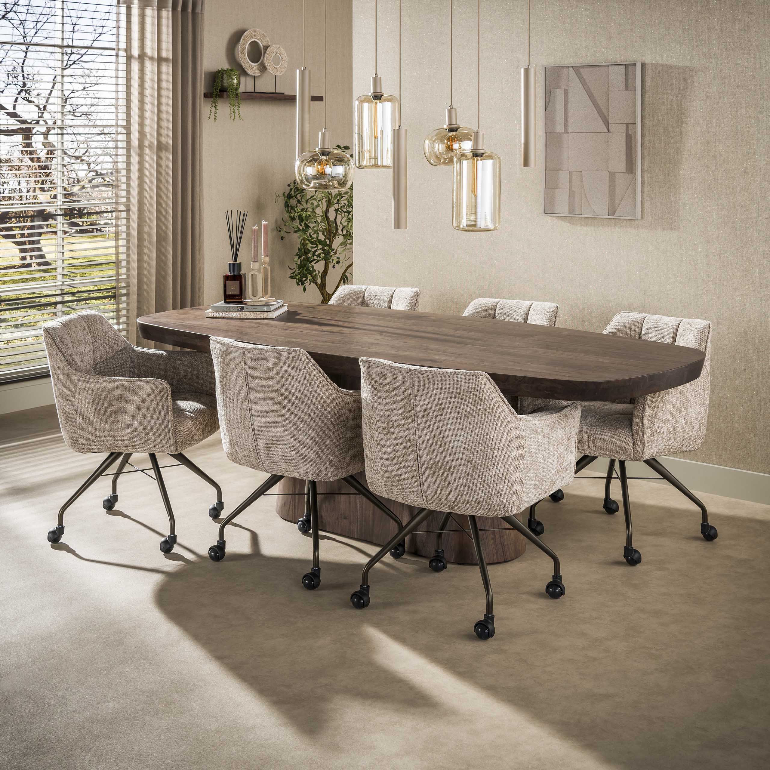Hanglamp Serene Glas en beige metaal, 4+3-lamps - Afbeelding 5