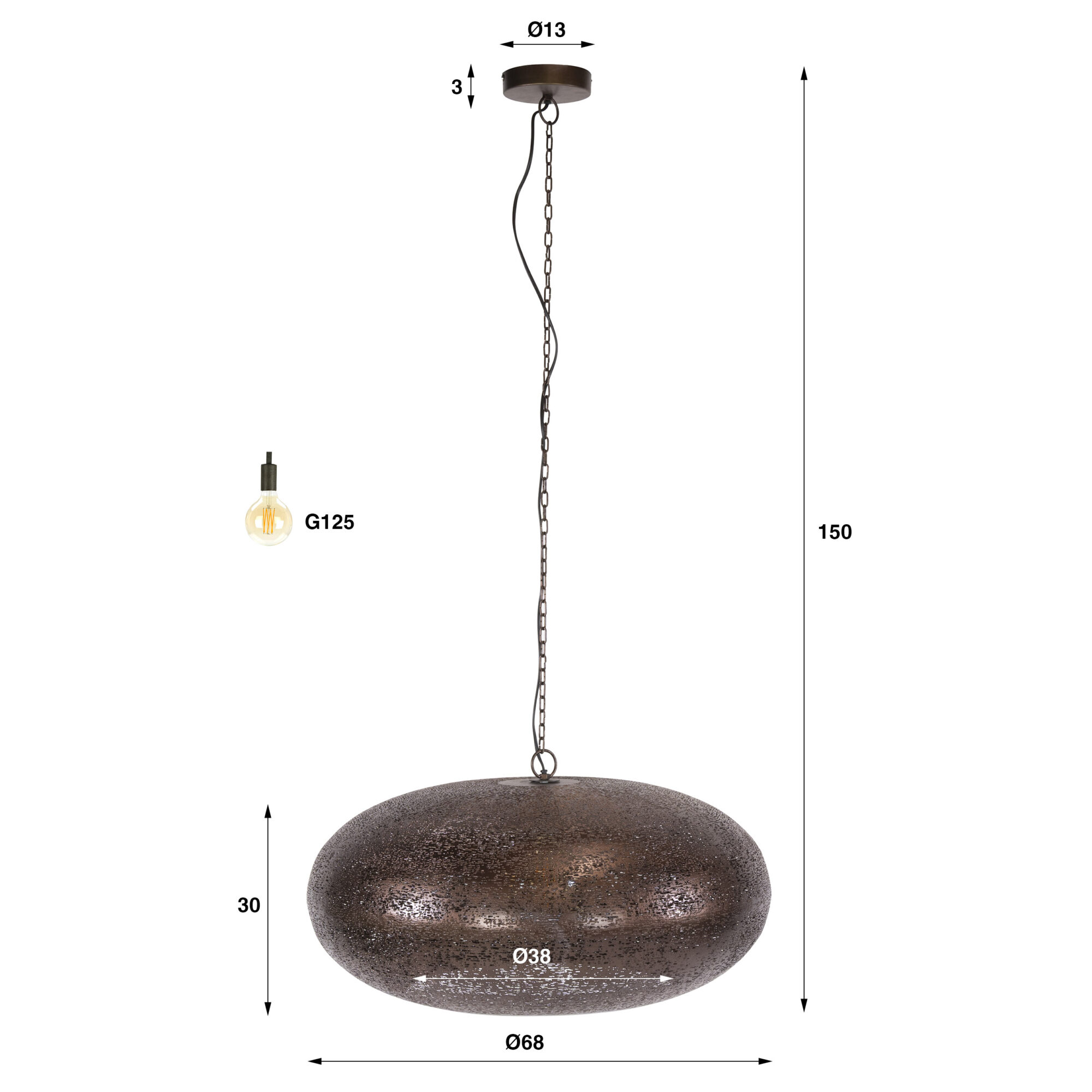 Hanglamp Cielo kleur Antiek Koper - 68 cm - Afbeelding 6