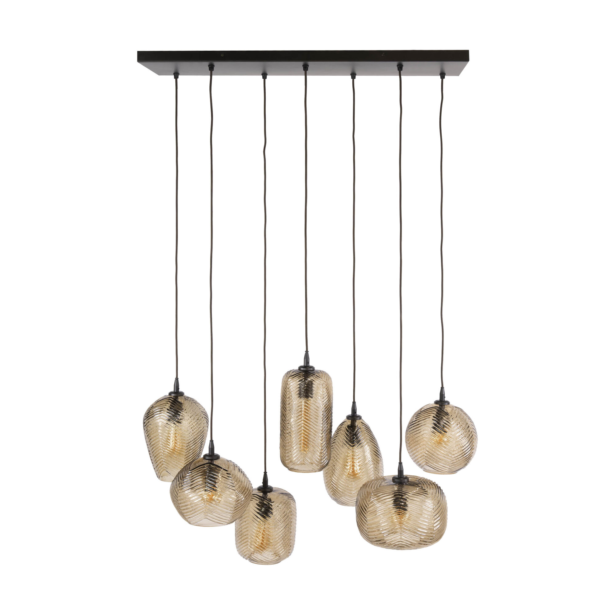Hanglamp Chevron 4+3-lamps, kleur Smoke bruin - Afbeelding 5