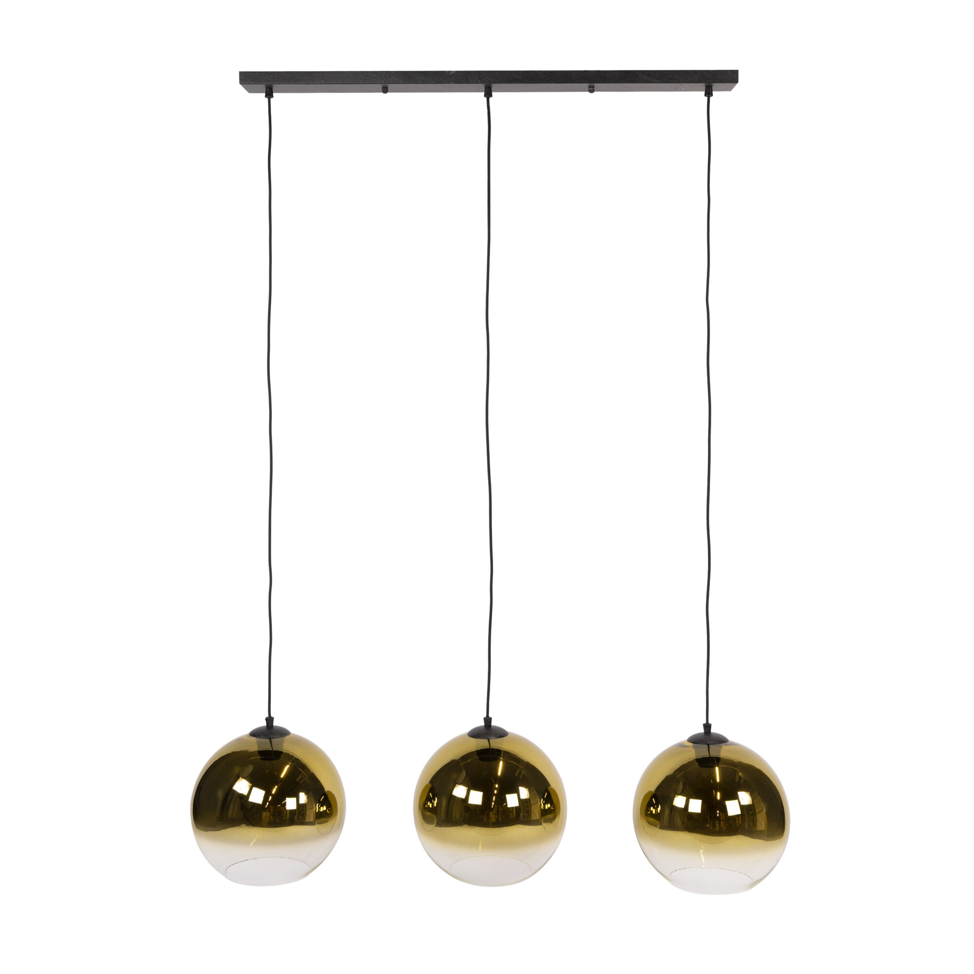 Hanglamp Bubble Shaded Met 3 smoke-glas bollen, kleur Goud - Afbeelding 4
