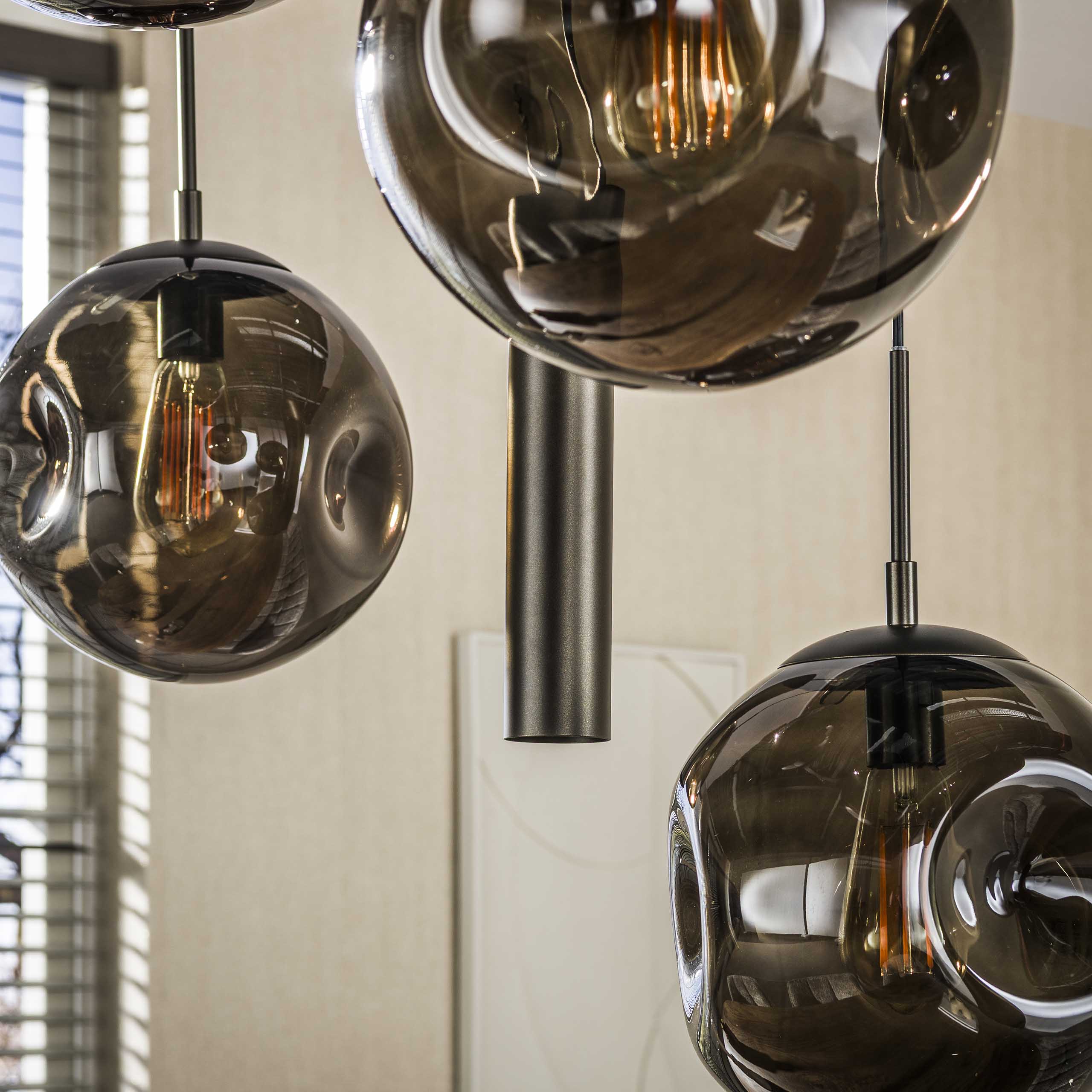 Hanglamp Stellar Glas, 5+4-lamps, kleur Sienna Bruin - Afbeelding 4