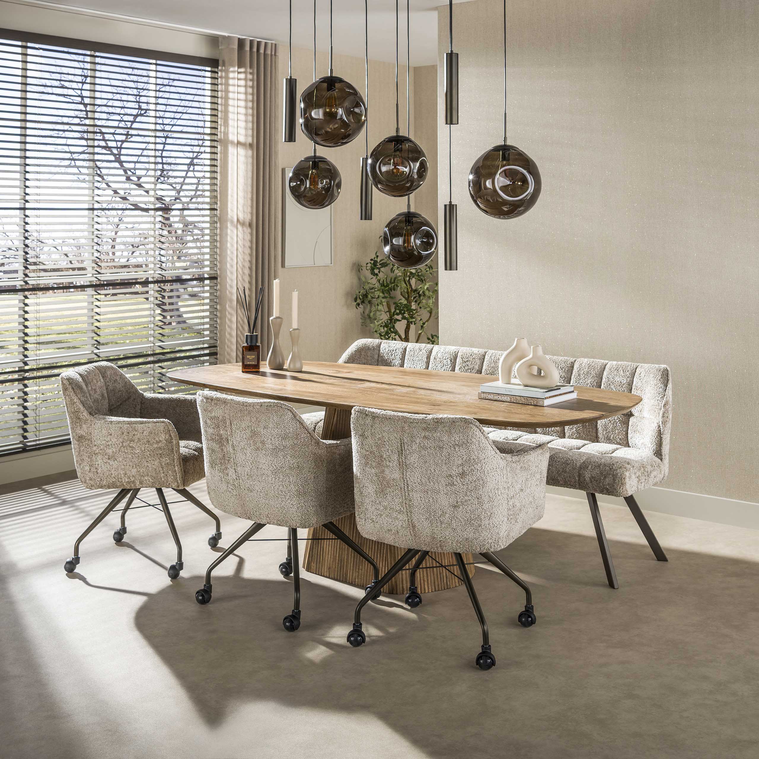 Hanglamp Stellar Glas, 5+4-lamps, kleur Sienna Bruin - Afbeelding 6