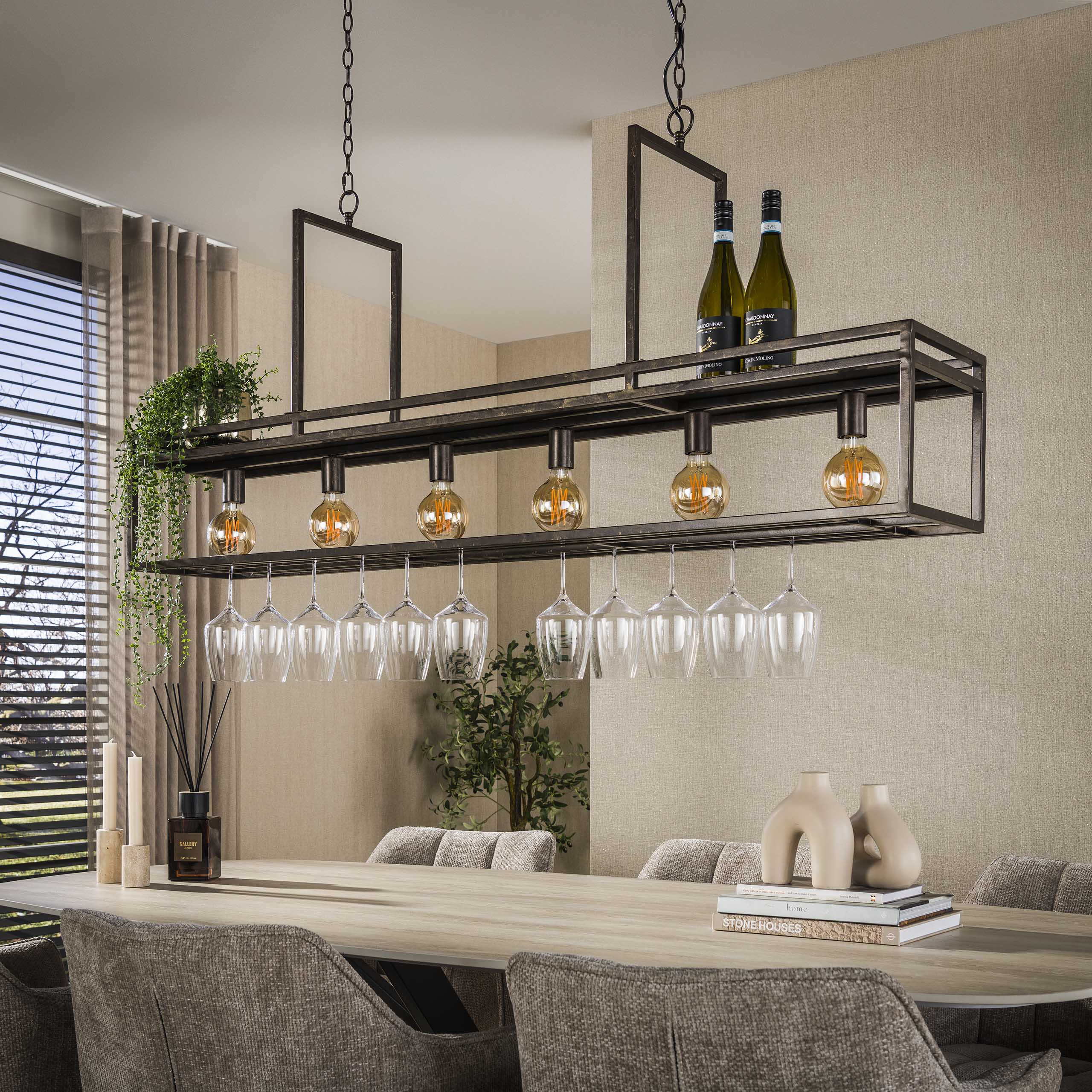 Hanglamp Decorate 6-lamps met wijnrek - Bruin - Afbeelding 2