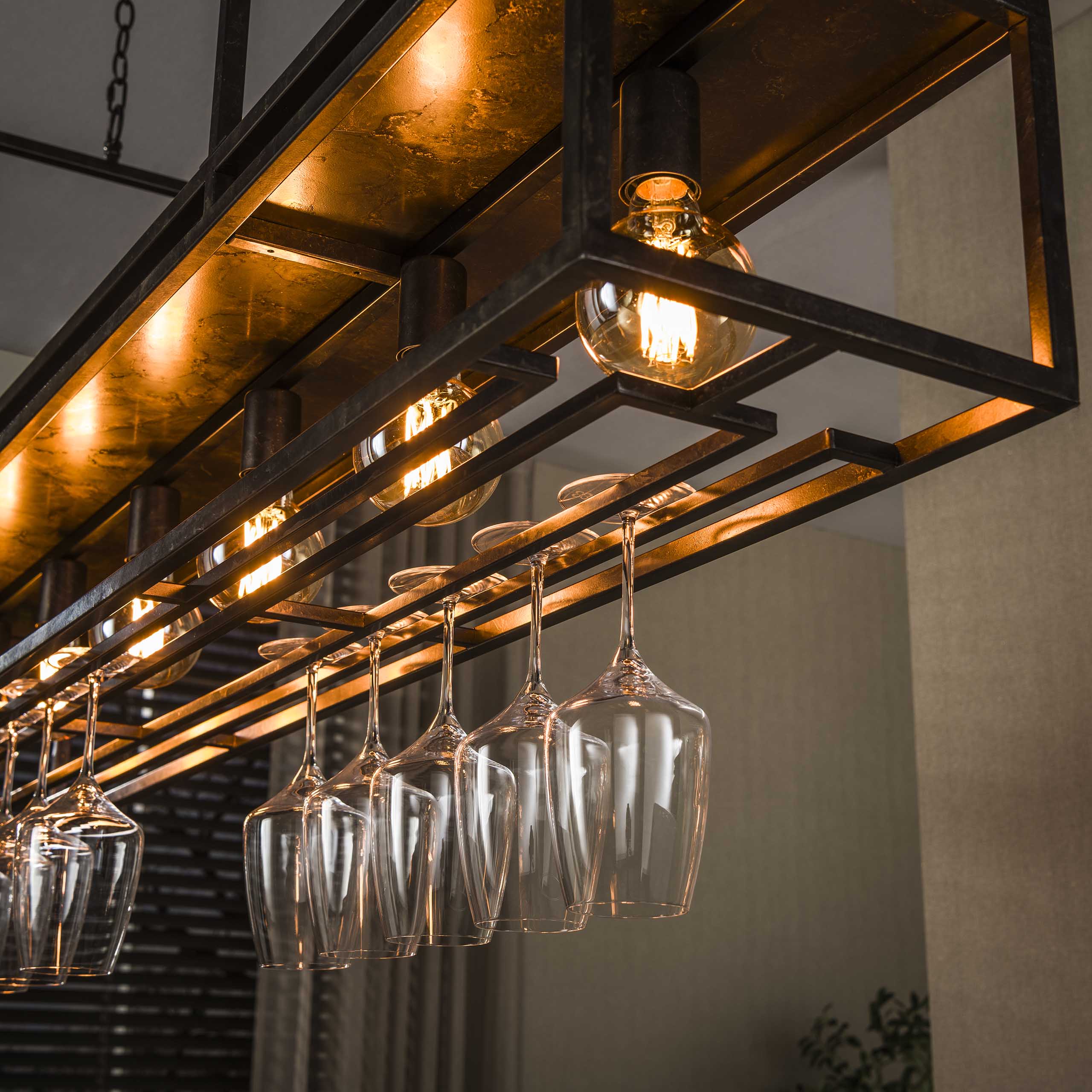 Hanglamp Decorate 6-lamps met wijnrek - Bruin - Afbeelding 3