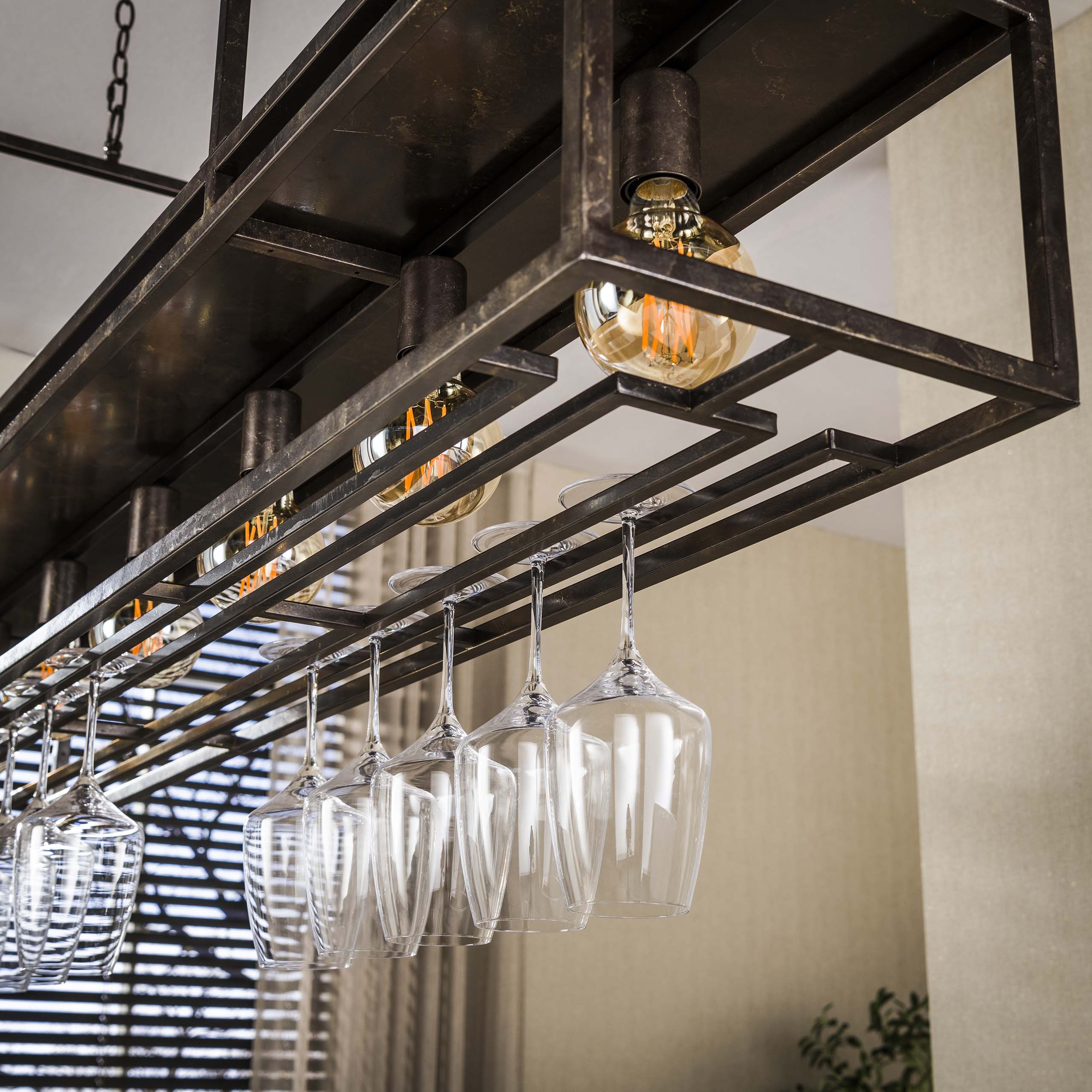 Hanglamp Decorate 6-lamps met wijnrek - Bruin - Afbeelding 4